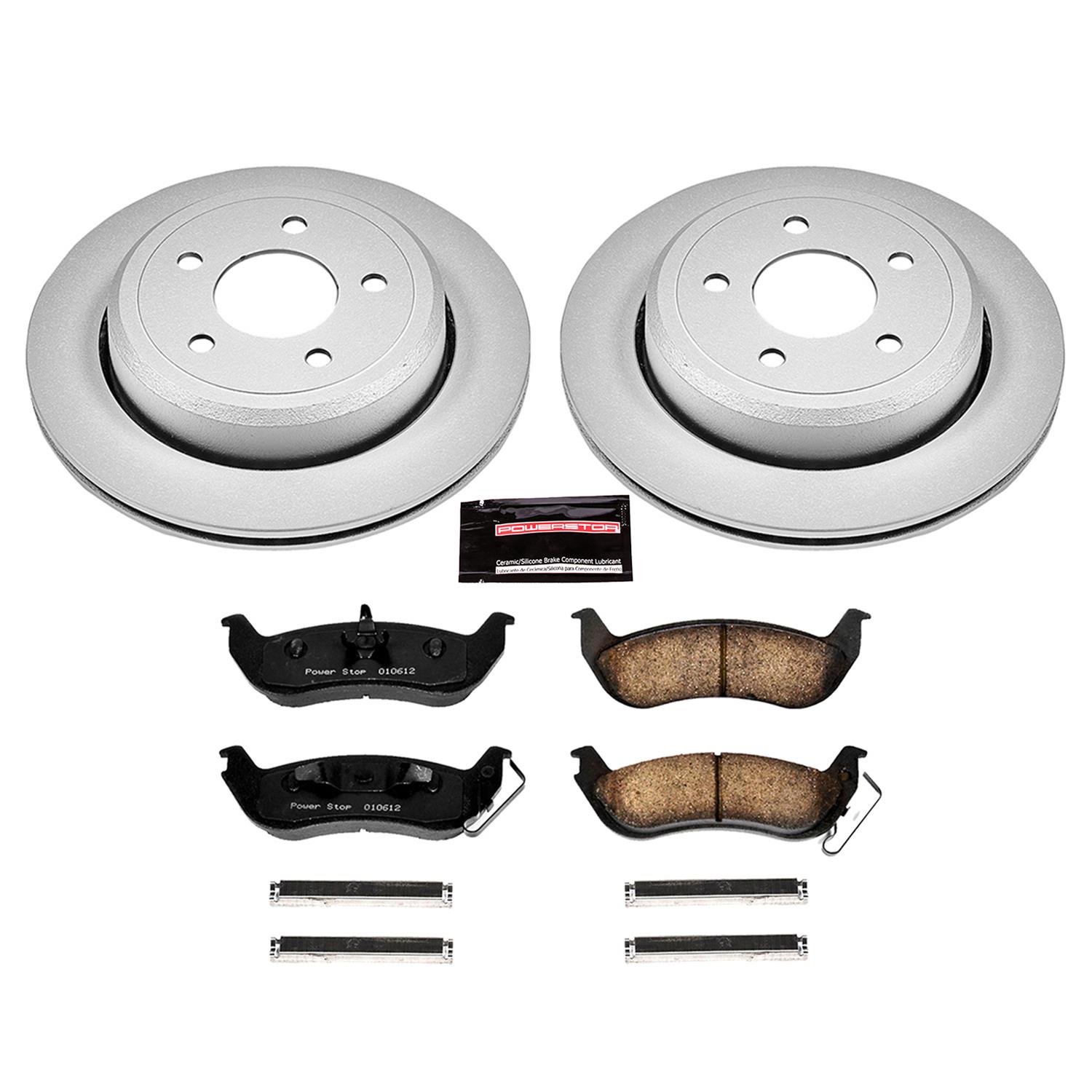 PowerStop Z17 Evolution Plus GEOMET Coated Brake Kits for 2003-2011 CROWN VICTORIA, GRAND MARQUIS, 2003-2004 MARAUDER - CRK1365 Rotor and Pad Combos, Geomet Coated, Front and Rear, Solid Surface Rotors, Ceramic Pads, Ford, Mercury, Kit thumbnail 2