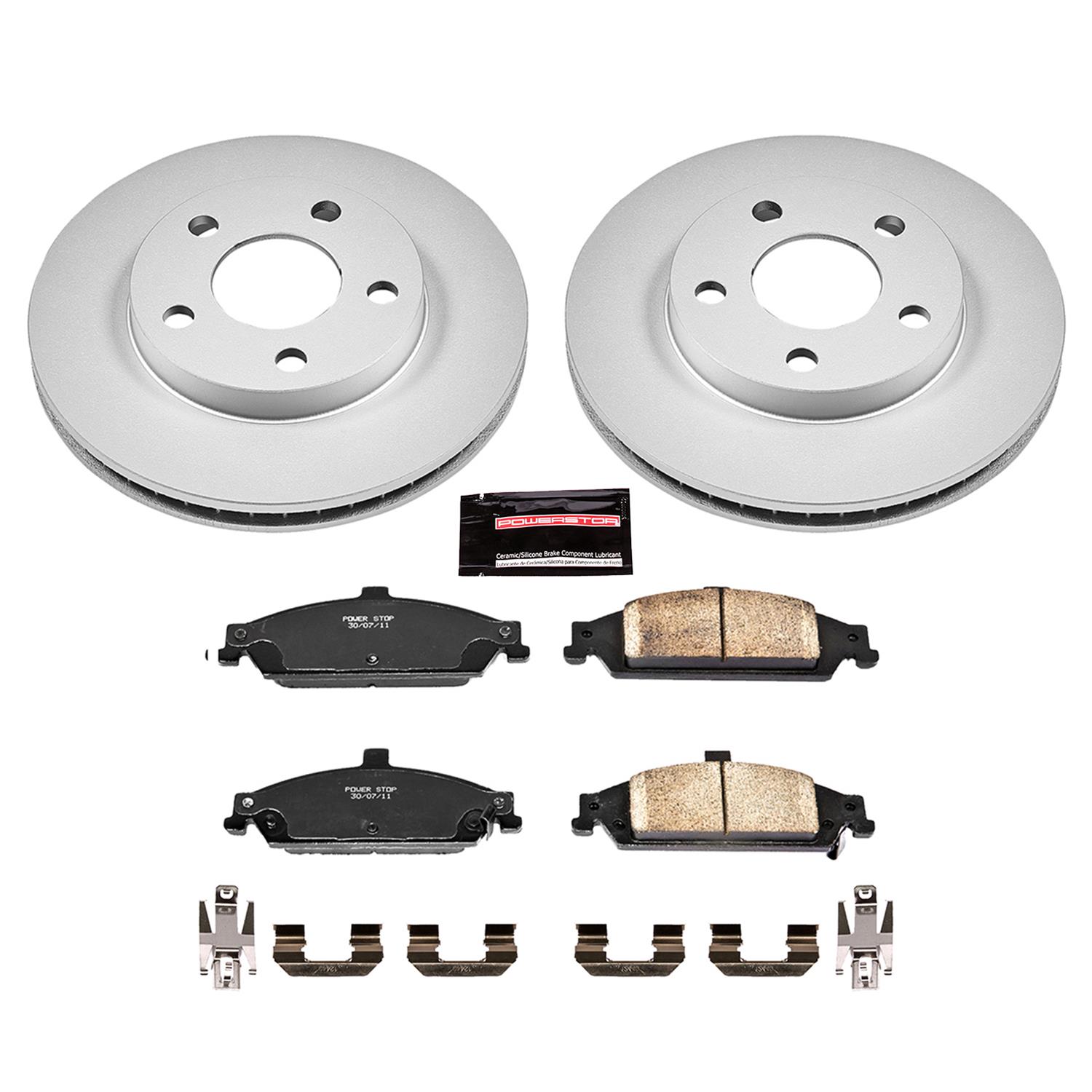 PowerStop Z17 Evolution Plus GEOMET Coated Brake Kits for 1999-2004 ALERO, 1999-2005 GRAND AM - CRK1552 Rotor and Pad Combos, Geomet Coated, Front and Rear, Solid Surface Rotors, Ceramic Pads, Oldsmobile, Pontiac, Kit thumbnail 2