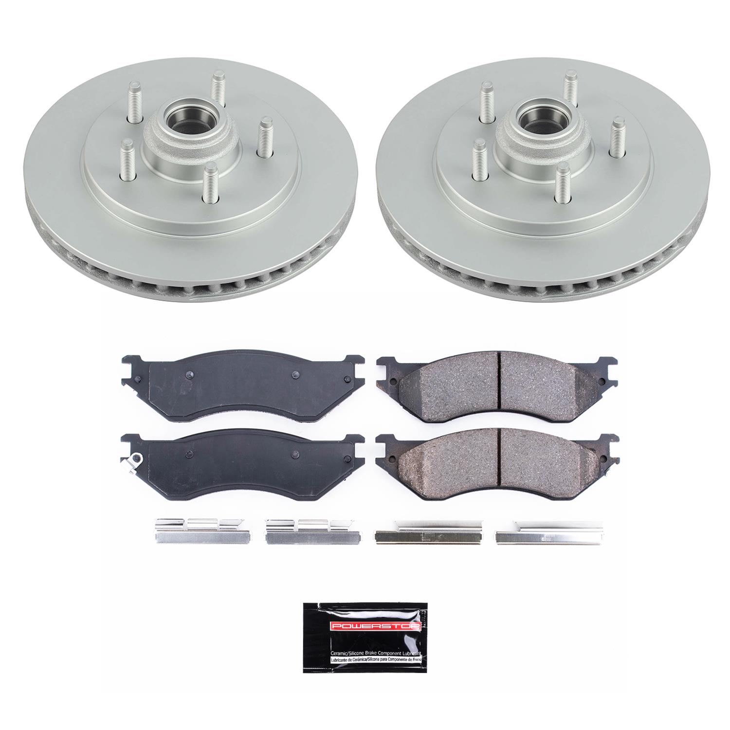 PowerStop Z17 Evolution Plus GEOMET Coated Brake Kits CRK1919 Rotors/Pads, Evolution, Ceramic Pads, Iron Rotors, Geomet Coated, Smooth, Front and Rear, Ford, Lincoln, Set thumbnail 4