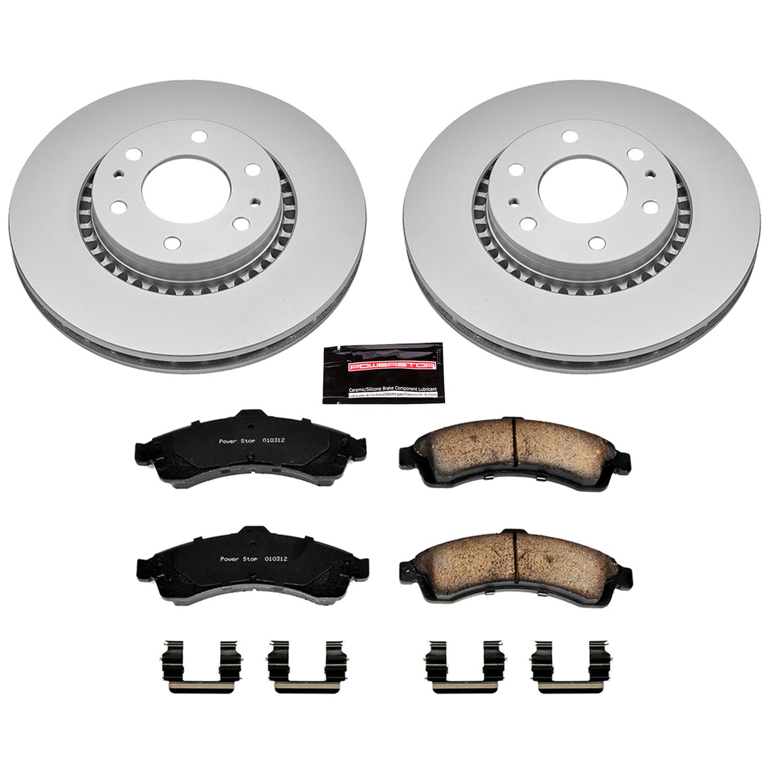 PowerStop Z17 Evolution Plus GEOMET Coated Brake Kits CRK2062 Rotor and Pad Combos, Geomet Coated, Front and Rear, Solid Surface Rotors, Ceramic Pads, Buick, Chevrolet, GMC, Isuzu, Saab, Kit thumbnail 3