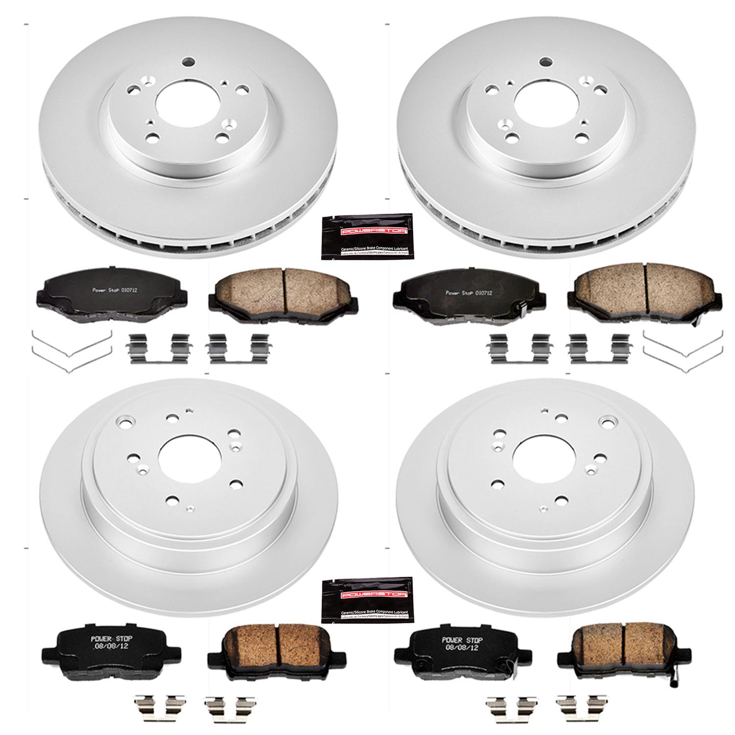 PowerStop Z17 Evolution Plus GEOMET Coated Brake Kits for 2003-2008 PILOT - CRK2303 Rotor and Pad Combos, Geomet Coated, Front and Rear, Solid Surface Rotors, Ceramic Pads, use on Honda®, Kit thumbnail 4