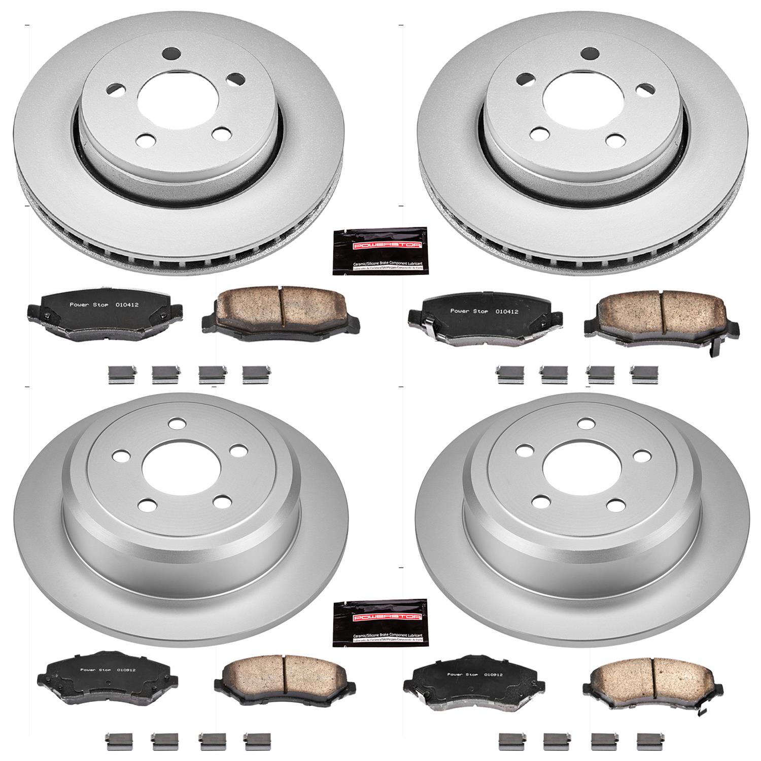 PowerStop Z17 Evolution Plus GEOMET Coated Brake Kits for 2008-2012 LIBERTY, 2007-2011 NITRO - CRK2832 Rotor and Pad Combos, Geomet Coated, Front and Rear, Solid Surface Rotors, Ceramic Pads, Dodge, Jeep, Kit thumbnail 4
