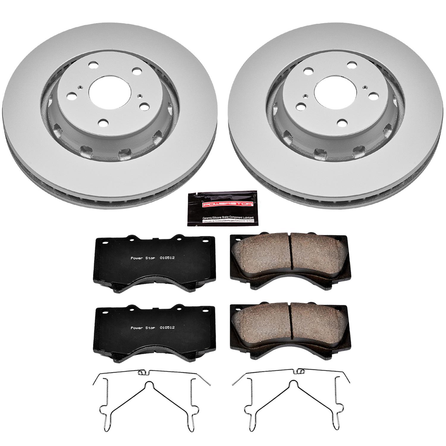 PowerStop Z17 Evolution Plus GEOMET Coated Brake Kits CRK2813 Rotor and Pad Combos, Geomet Coated, Front and Rear, Solid Surface Rotors, Ceramic Pads, Lexus, Toyota, Kit thumbnail 3