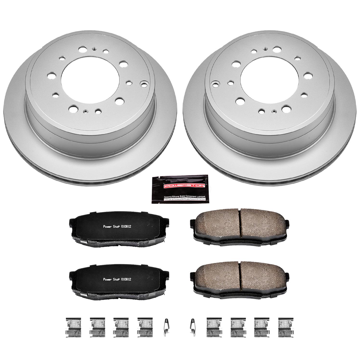 PowerStop Z17 Evolution Plus GEOMET Coated Brake Kits CRK2813 Rotor and Pad Combos, Geomet Coated, Front and Rear, Solid Surface Rotors, Ceramic Pads, Lexus, Toyota, Kit thumbnail 2