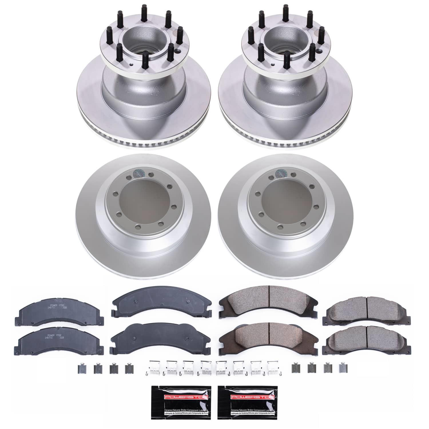 PowerStop Z17 Evolution Plus GEOMET Coated Brake Kits for 2008-2025 E-350 SUPER DUTY, 2017-2018 E-450 DUTY - CRK4132 Rotor and Pad Combos, Coated, Solid Surface Rotors, Ceramic Pads, 13.58 in. O.D., Front and Rear, Ford, thumbnail 6
