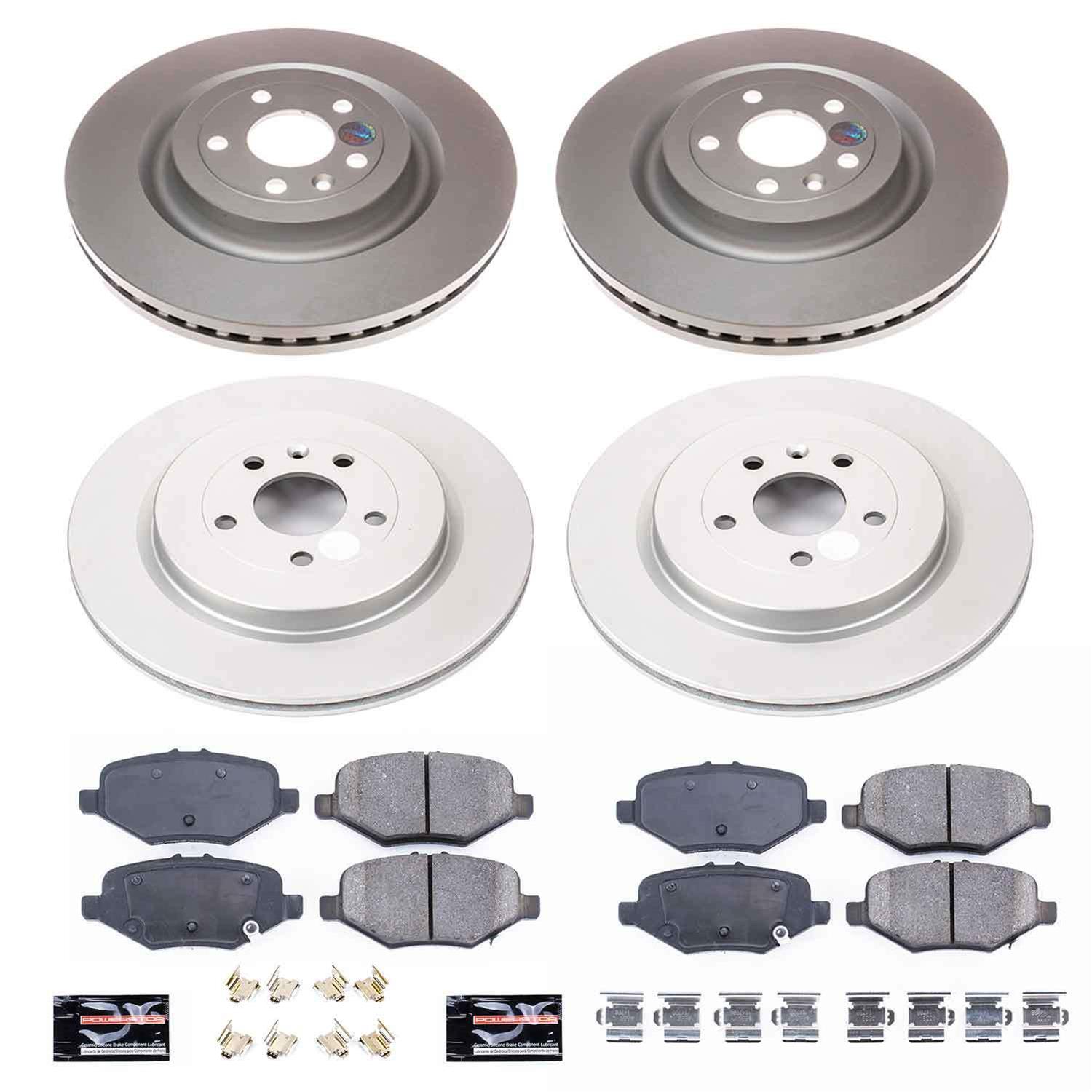 PowerStop Z17 Evolution Plus GEOMET Coated Brake Kits CRK6375 Rotor and Pad Combos, Geomet Coated, Front and Rear, Solid Surface Rotors, Ceramic Pads, Ford, Lincoln, Kit thumbnail 2