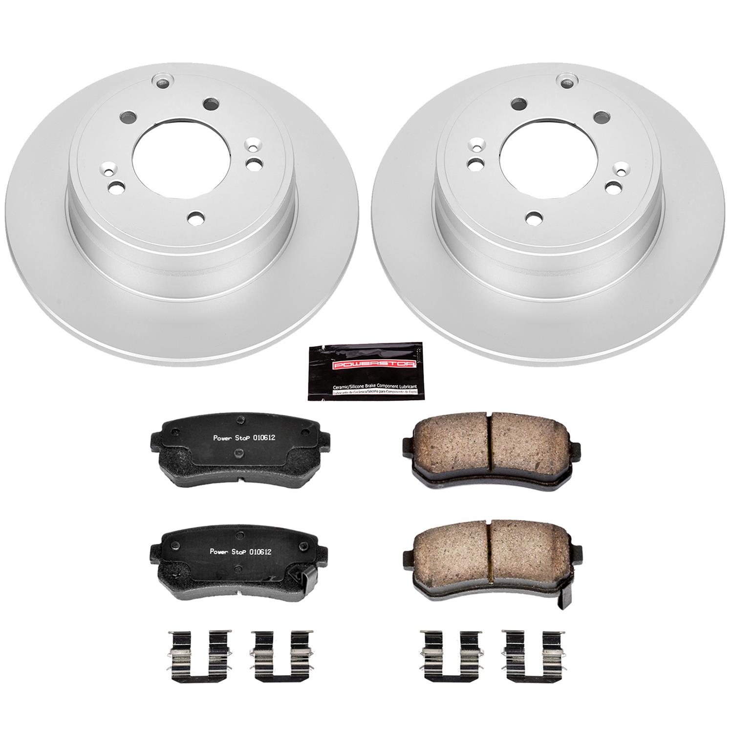 PowerStop Z17 Evolution Plus GEOMET Coated Brake Kits for 2014-2016 CADENZA, 2015 SONATA, 2015-2017 TUCSON - CRK7113 Rotor and Pad Combo, Geomet Coated, Front/Rear, Solid Surface Rotors, Ceramic Pads, Kia, Kit thumbnail 5