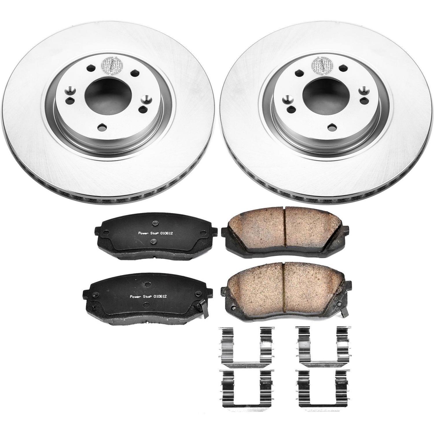 PowerStop Z17 Evolution Plus GEOMET Coated Brake Kits for 2014-2016 CADENZA, 2015 SONATA, 2015-2017 TUCSON - CRK7113 Rotor and Pad Combo, Geomet Coated, Front/Rear, Solid Surface Rotors, Ceramic Pads, Kia, Kit thumbnail 2