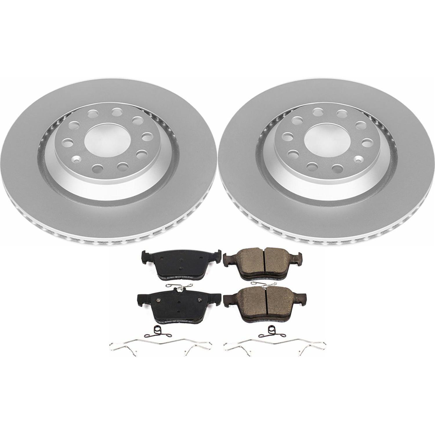 PowerStop Z23 Evolution Sport GEOMET Coated Brake Kits CRK7253 Rotor and Pad Combo, Geomet Coated, Carbon Fiber Ceramic Pads, Solid Surface, Front/Rear, Volkswagen, Kit thumbnail 8