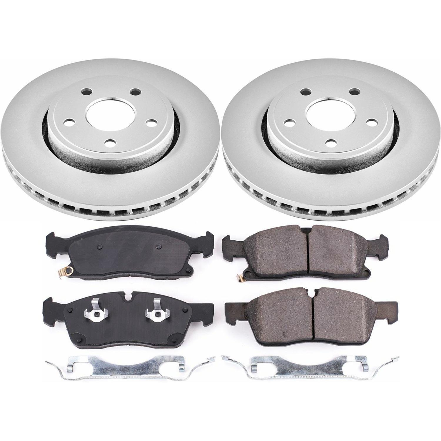 PowerStop Z17 Evolution Plus GEOMET Coated Brake Kits for 2017-2020 GRAND CHEROKEE - CRK7413 Rotor and Pad Combos, Geomet Coated, Ceramic Pads, Solid Surface, Front and Rear, Jeep, Kit thumbnail 6