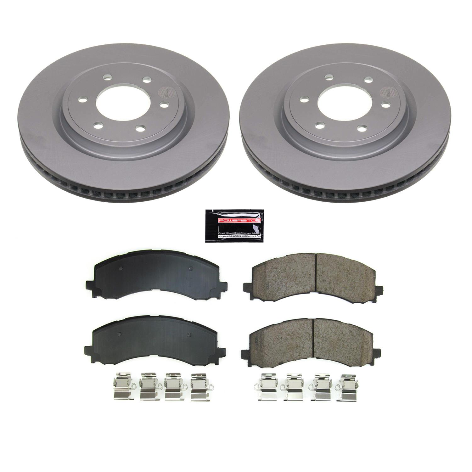 PowerStop Z17 Evolution Plus GEOMET Coated Brake Kits for 2022-2024 EXPEDITION, NAVIGATOR, 2021-2024 F-150 - CRK8803 Rotor and Pad Combos, Coated, Solid Surface Rotors, Ceramic Pads, Front and Rear, Ford, Lincoln, Kit thumbnail 4
