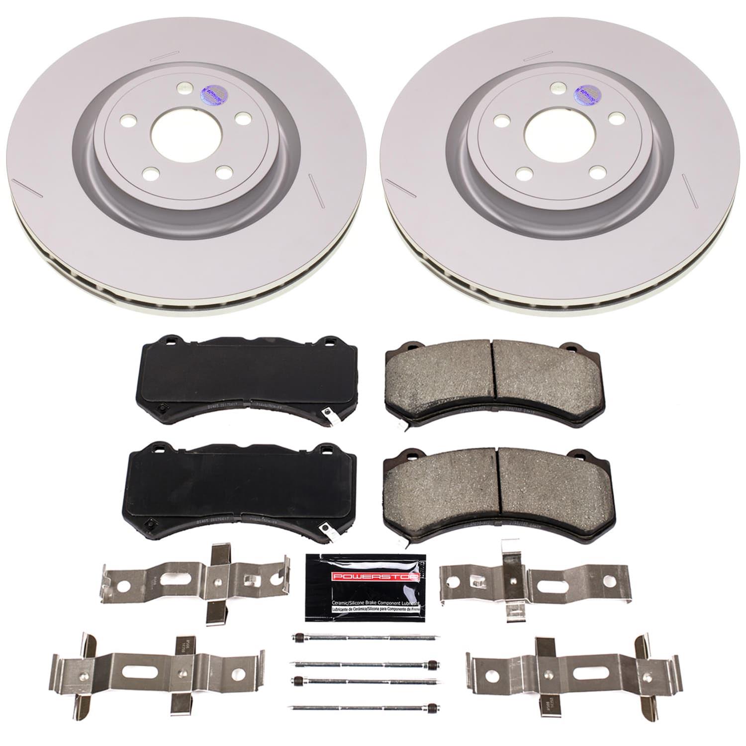 PowerStop Z17 Evolution Plus GEOMET Coated Brake Kits for 2021-2024 DURANGO, 2021 GRAND CHEROKEE - CRK8838 Rotor and Pad Combos, Coated, Solid Surface Rotors, Ceramic Pads, Front, Dodge, Jeep, Kit thumbnail 4