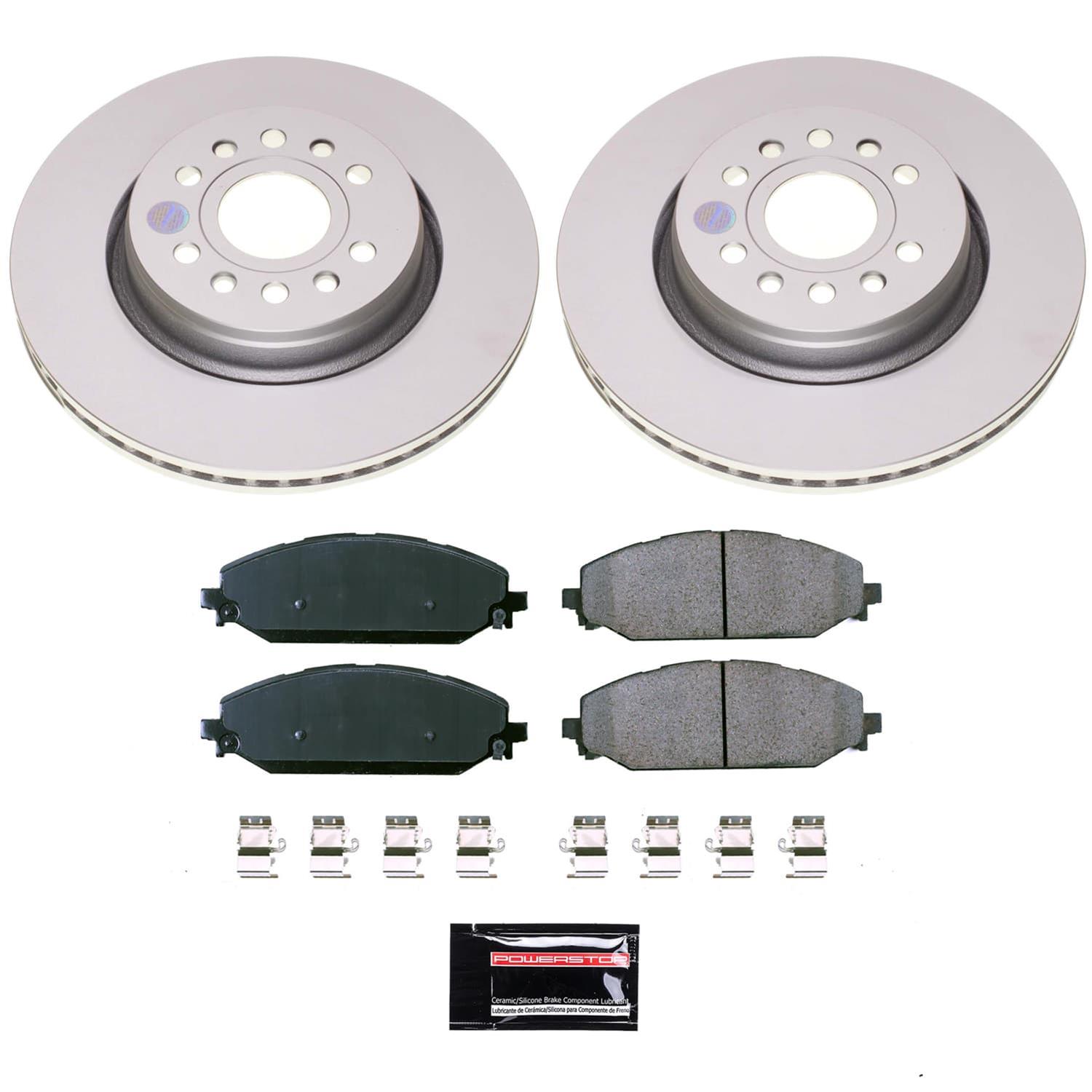PowerStop Z17 Evolution Plus GEOMET Coated Brake Kits CRK8843 Rotor and Pad Combos, Coated, Solid Surface Rotors, Ceramic Pads, Front, Jeep, Ram, Kit thumbnail 5