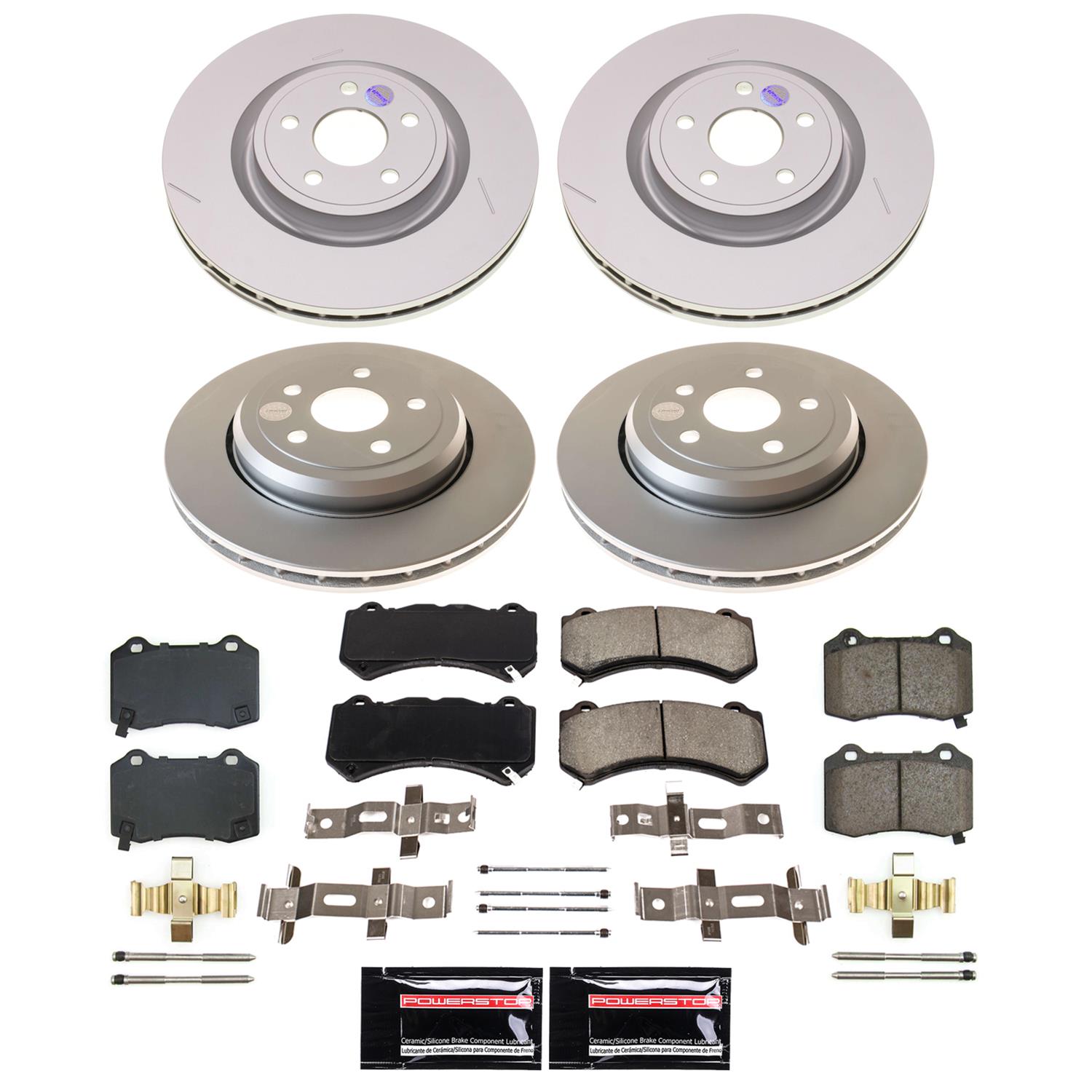 PowerStop Z17 Evolution Plus GEOMET Coated Brake Kits for 2021-2024 DURANGO, 2021 GRAND CHEROKEE - CRK8903 Rotor and Pad Combos, Coated, Solid Surface Rotors, Ceramic Pads, Front and Rear, Dodge, Jeep, Kit thumbnail 4