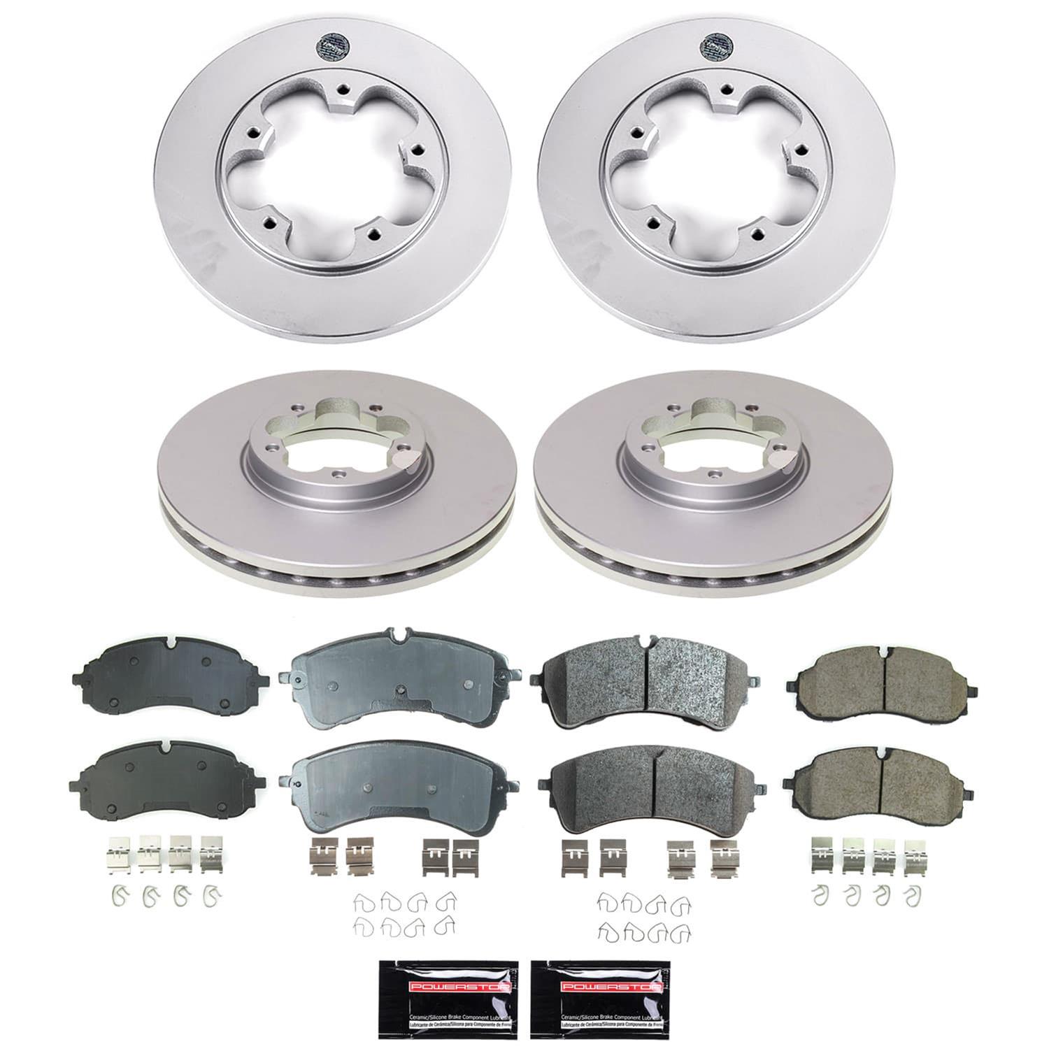 PowerStop Z17 Evolution Plus GEOMET Coated Brake Kits CRK9056 Rotor and Pad Combos, Coated, Solid Surface Rotors, Ceramic Pads, Front and Rear, Ford, Kit thumbnail 4