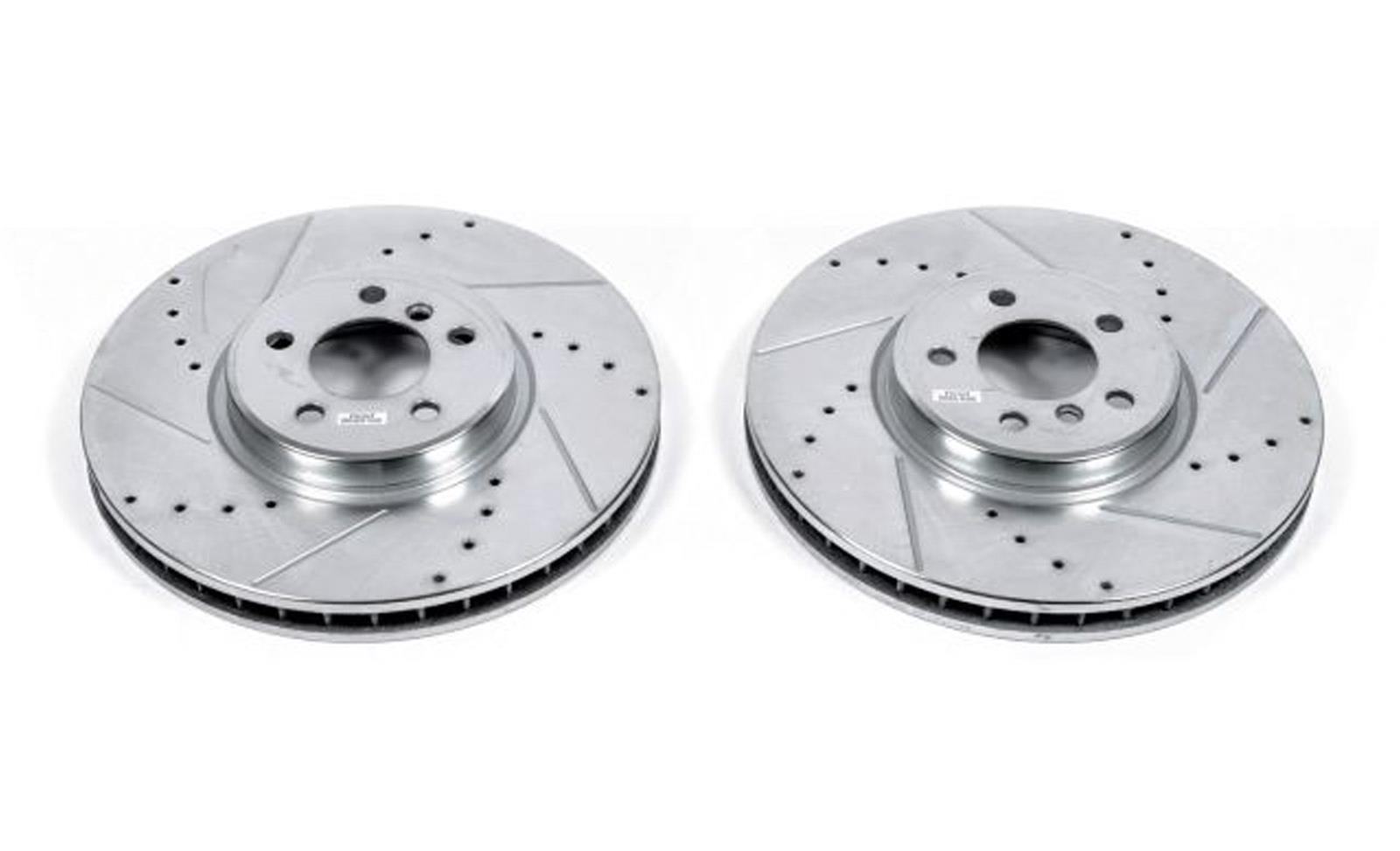 PowerStop Z23 Evolution Sport Brake Upgrade Kits for 2011-2018 X5, X6 - K7432 Pads and Rotors, Sport, Cross-Drilled/Slotted Surface, Iron, Zinc Plated, 14.370 in./13.570 in. Diameter, Carbon Fiber Ceramic Pads, Kit thumbnail 2