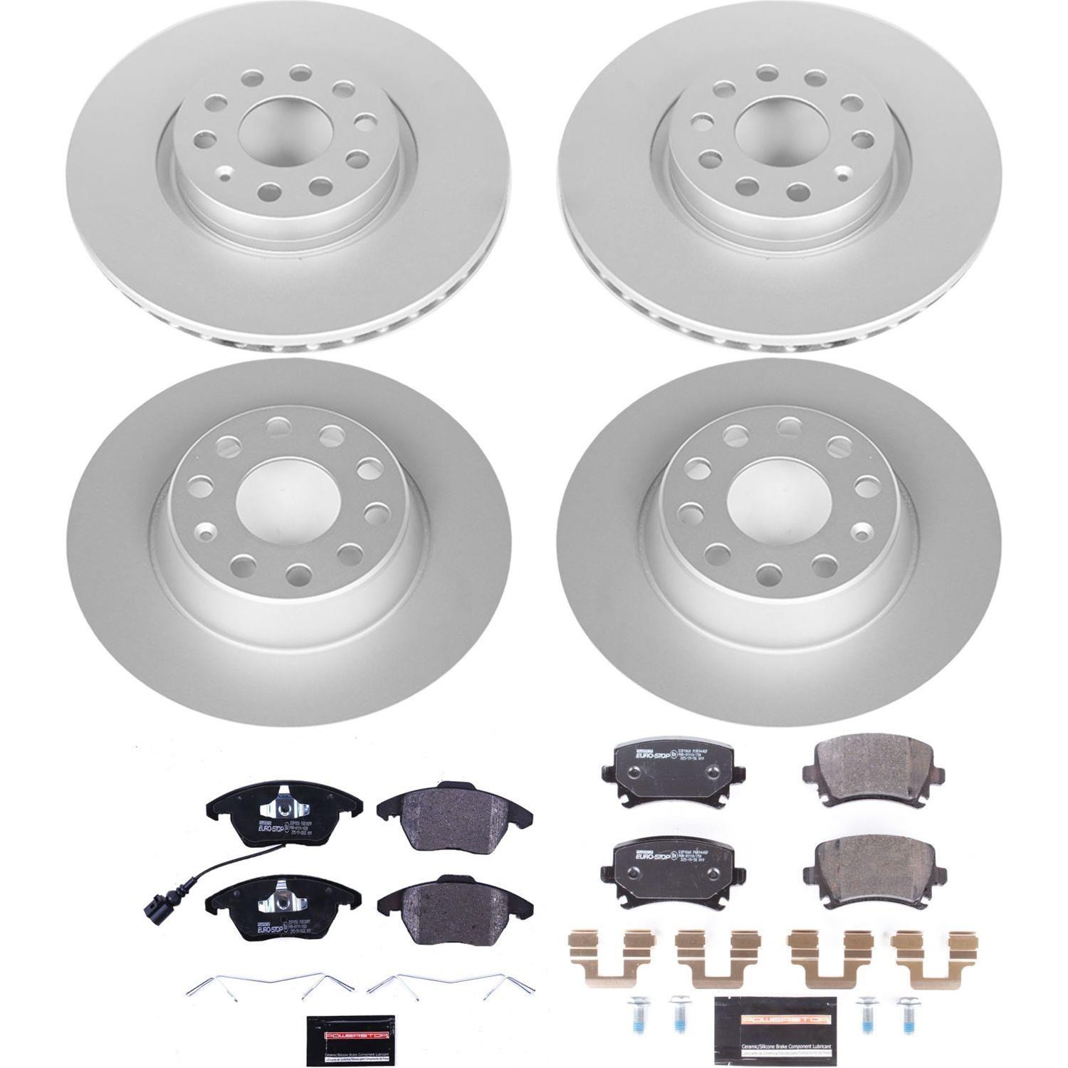 PowerStop Euro-Stop Brake Kits ESK2260 Pads and Rotors, Euro-Stop, Solid Surface, Iron, Geomet Coated, 12.280 in./11.260 in. Diameter, ECE R90 Ceramic Pads, Kit thumbnail 2
