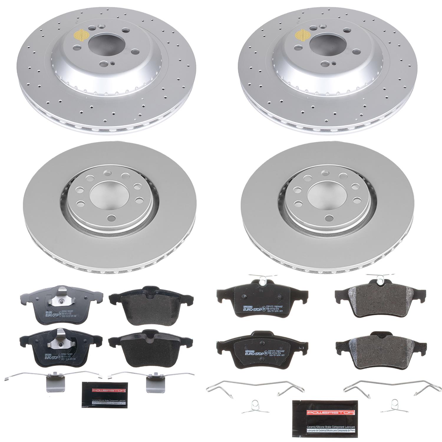 Power Stop 2008 Saab 9-3 Front & Rear Euro-Stop Brake Kit (1x psbESK5698, 1x psbESK5349) thumbnail 4