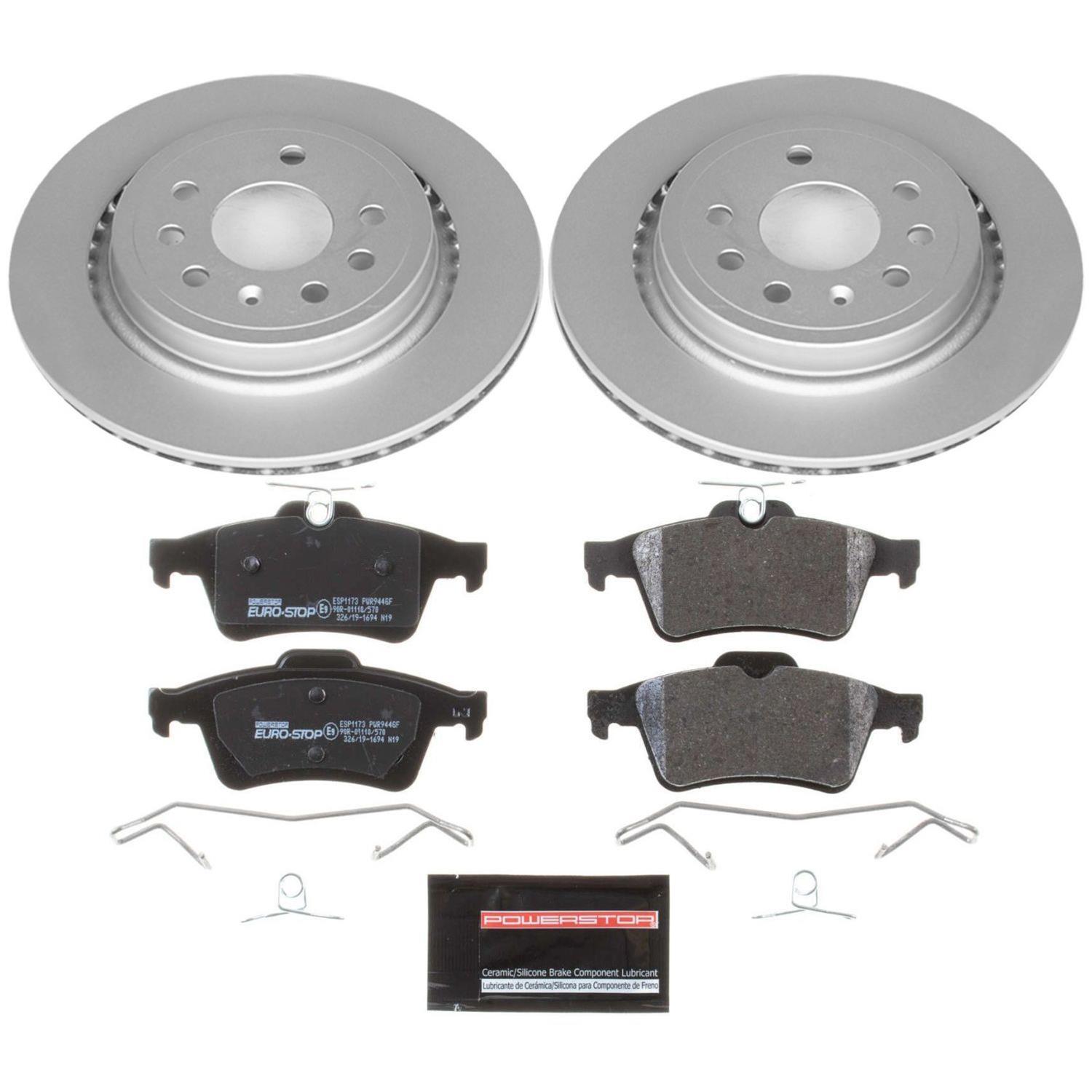 Power Stop 03-11 Saab 9-3 Front & Rear Euro-Stop Brake Kit (1x psbESK985, 1x psbESK983) thumbnail 7