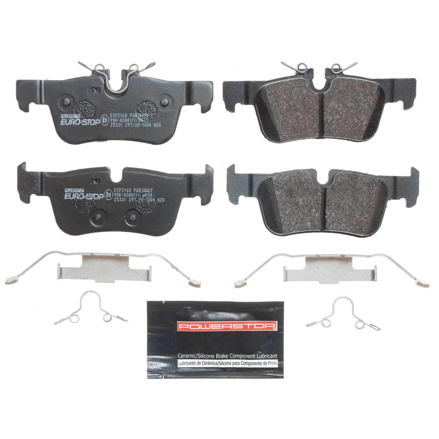 PowerStop Euro-Stop ECE-R90 Brake Pads ESP2168 Pads, ECE-R90, Semi-metallic, Rear, BMW, Mini, Set