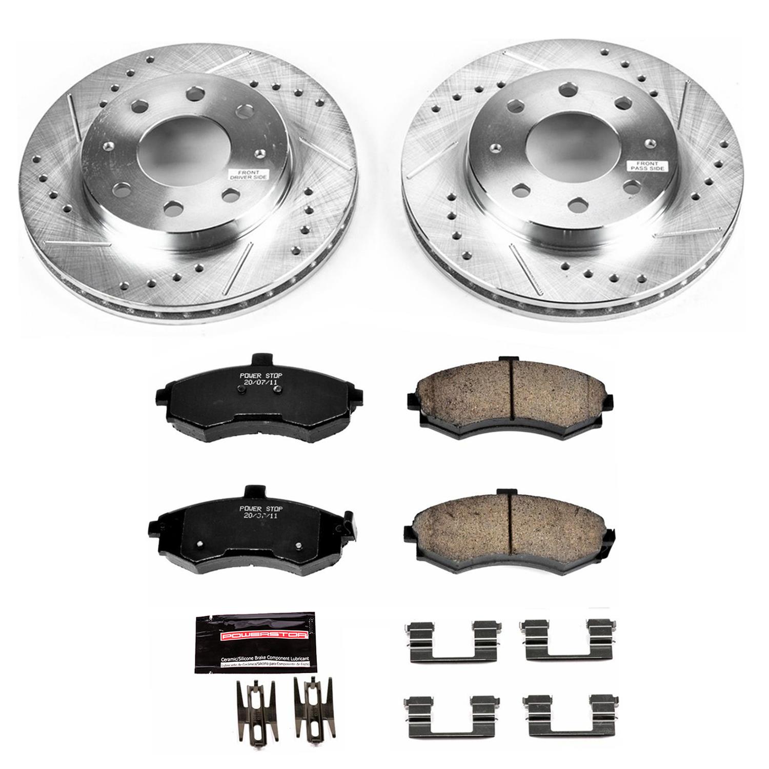 Power Stop K5953 Rear Z23 Evolution Brake Kit with Drilled//Slotted Rotors and Ceramic Brake Pads