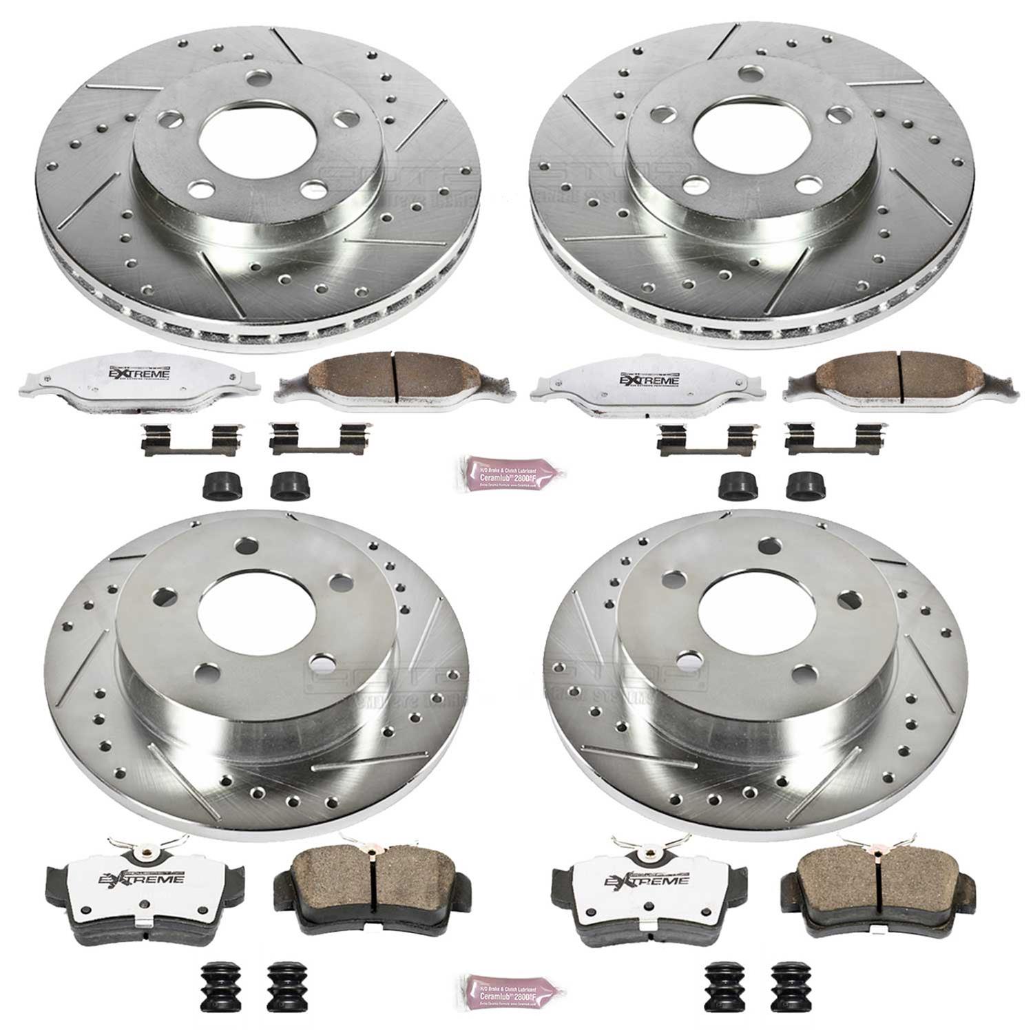 Power Stop K1302-26 Front /& Rear Z26 Street Warrior Brake Kit Ford