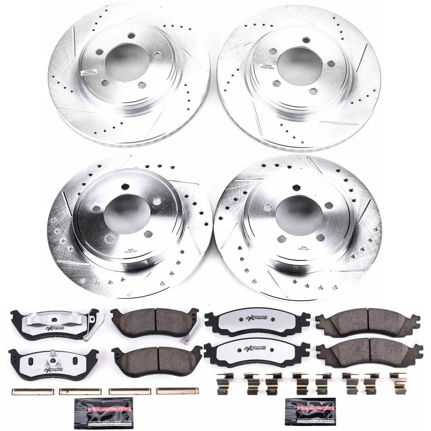 PowerStop Z36 Truck and Tow Brake Upgrade Kits for 2007-2010 MOUNTAINEER, EXPLORER SPORT TRAC, 2006-2010 - K1443-36 Pads Rotors, Tow, Cross-Drilled/Slotted Surface, Iron, Zinc Plated, 12.010 in./11.850 in. Diameter, Carbon Fiber Ceramic Pads, Kit thumbnail 3