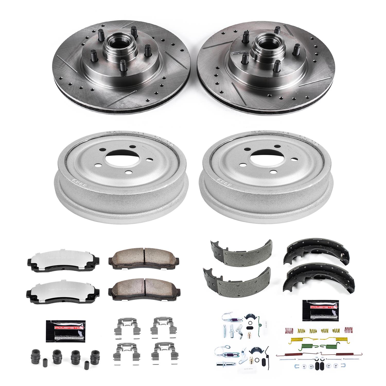 PowerStop Z36 Truck and Tow Brake Upgrade Kits K15009DK-36 Rotor Pad Combo, Tow, Front/Rear, Cross-drilled/Slotted Rotors, Zinc Dichromate Plated, Carbon Ceramic Pads, Ford, Mazda, Kit thumbnail 2