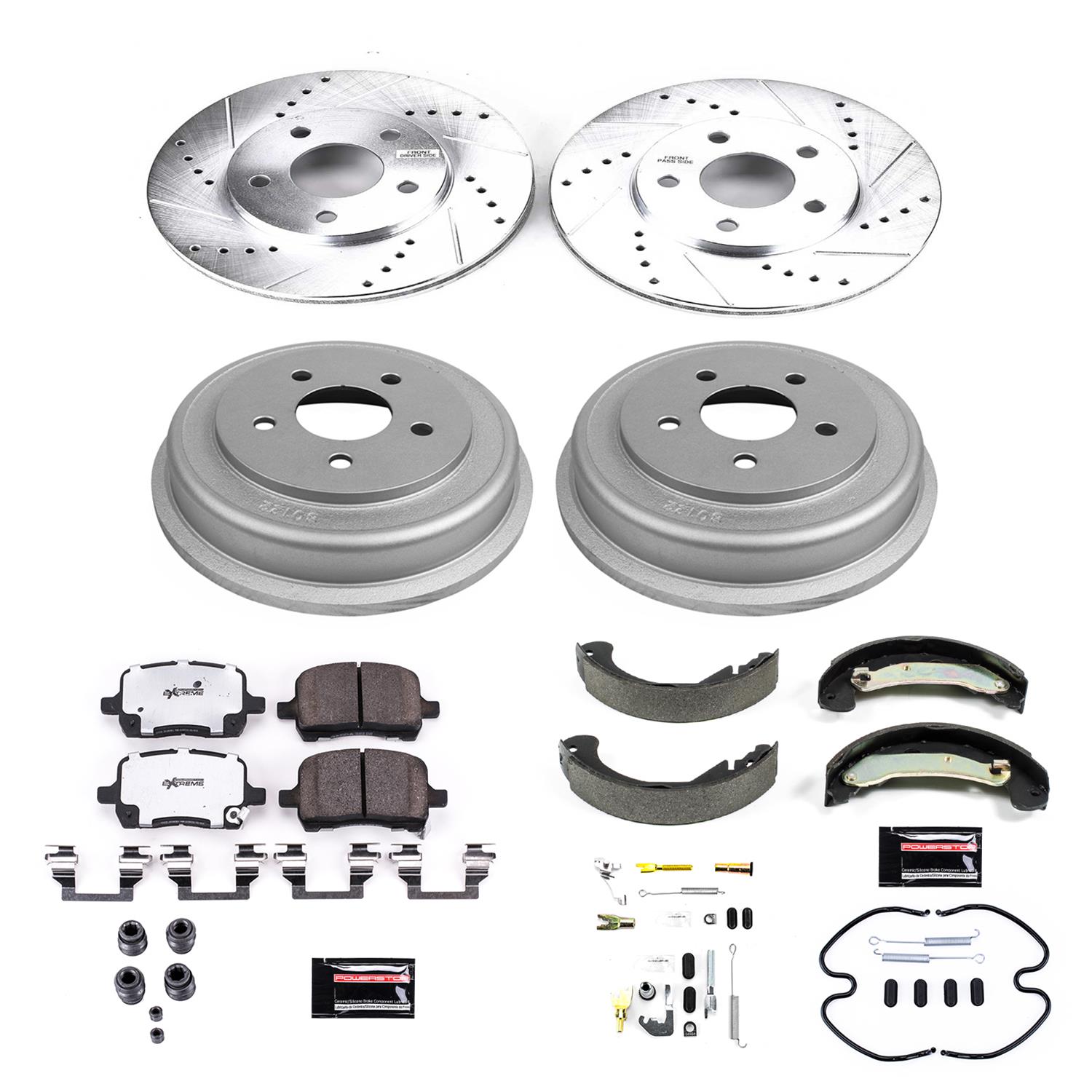 PowerStop Z26 Street Warrior Brake Upgrade Kits K15223DK-26 Rotor and Pad Combo, Warrior, Front/Rear, Cross-drilled/Slotted Rotors, Zinc Dichromate Plated, Carbon Ceramic Pads, Chevy, Kit thumbnail 5