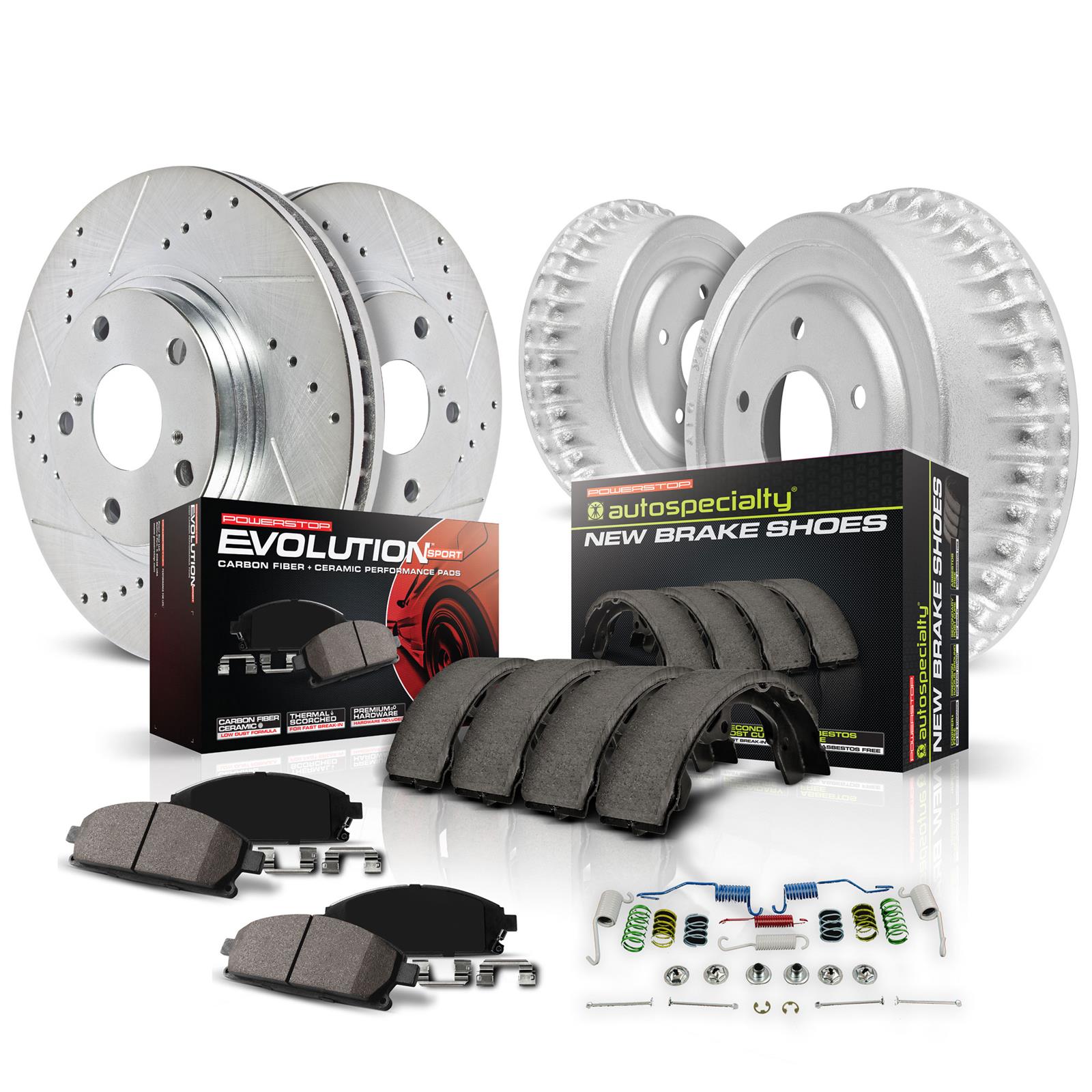 Brake Rotor and Carbon-Fiber Ceramic Brake Pads Power Stop K15194DK Z23 Evolution Sport Front /& Rear Brake Kit