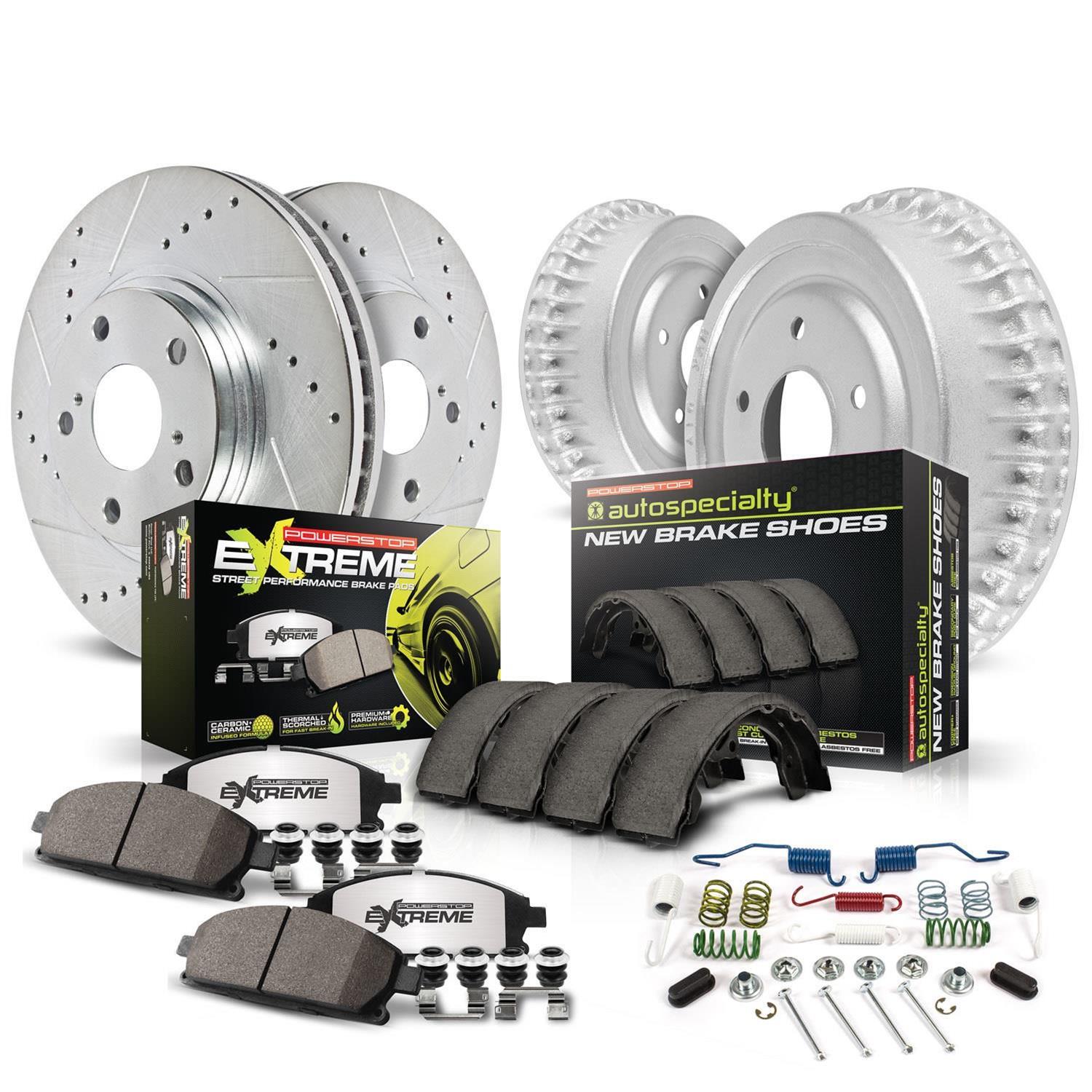 Power Stop K2384 Front Ceramic Brake Pad and Cross Drilled//Slotted Combo Rotor One-Click Brake Kit