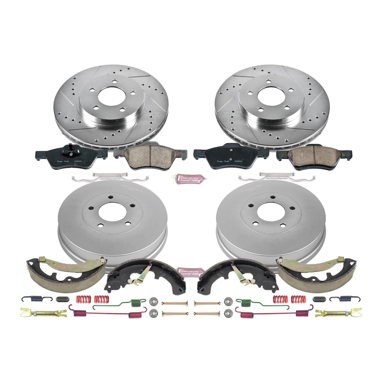 PowerStop Z23 Evolution Sport Disc and Drum Brake Upgrade Kits for 2010-2011 TRIBUTE, MARINER, 2010-2012 ESCAPE - K15258DK Kits, Cross-drilled/Slotted, 11.92 in. Front, Zinc Plated, Carbon Fiber Ceramic Pads, 10.000 in. Rear, Ford, Mercury, Kit thumbnail 3