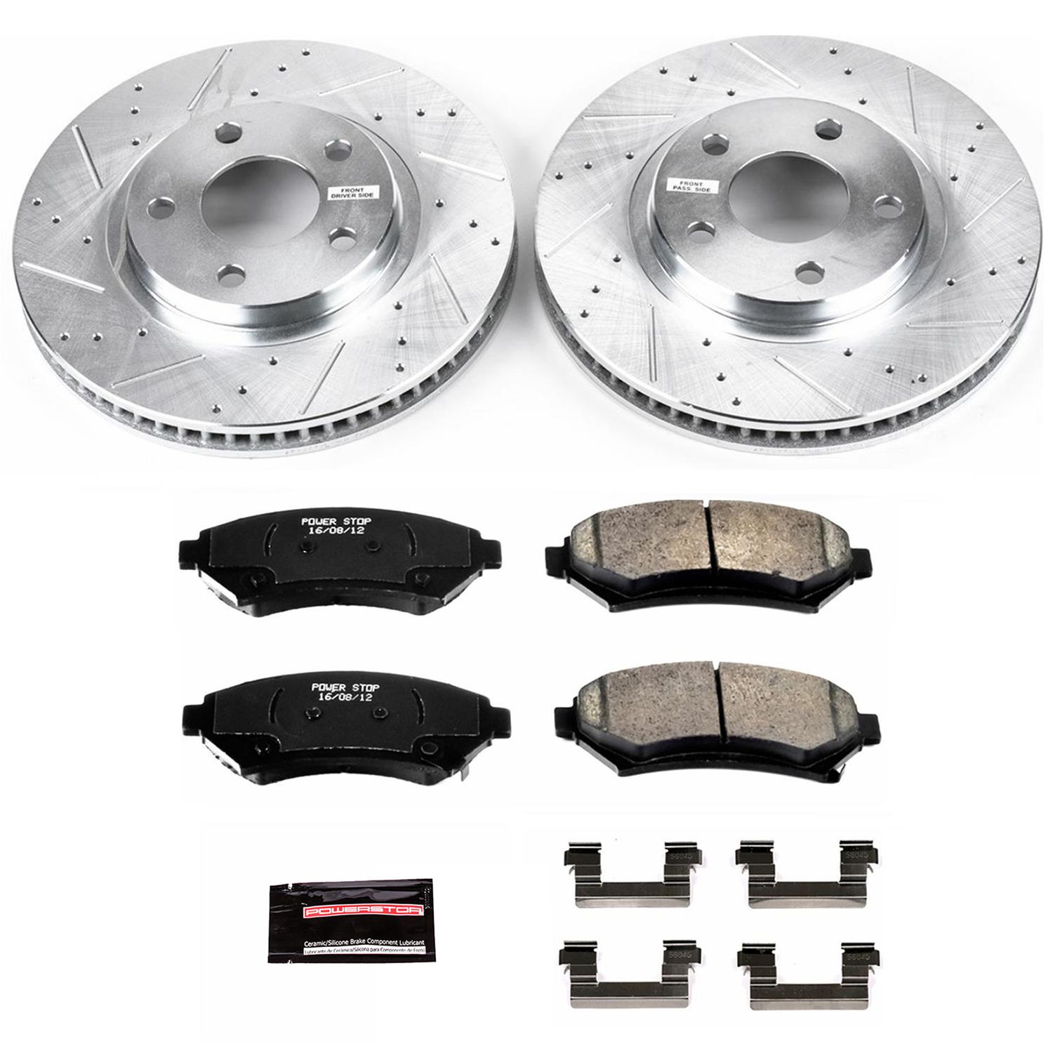 Power Sport Plain Replacement Brake Rotors and Ceramic Brake Pads Kit 80749 FRONTS