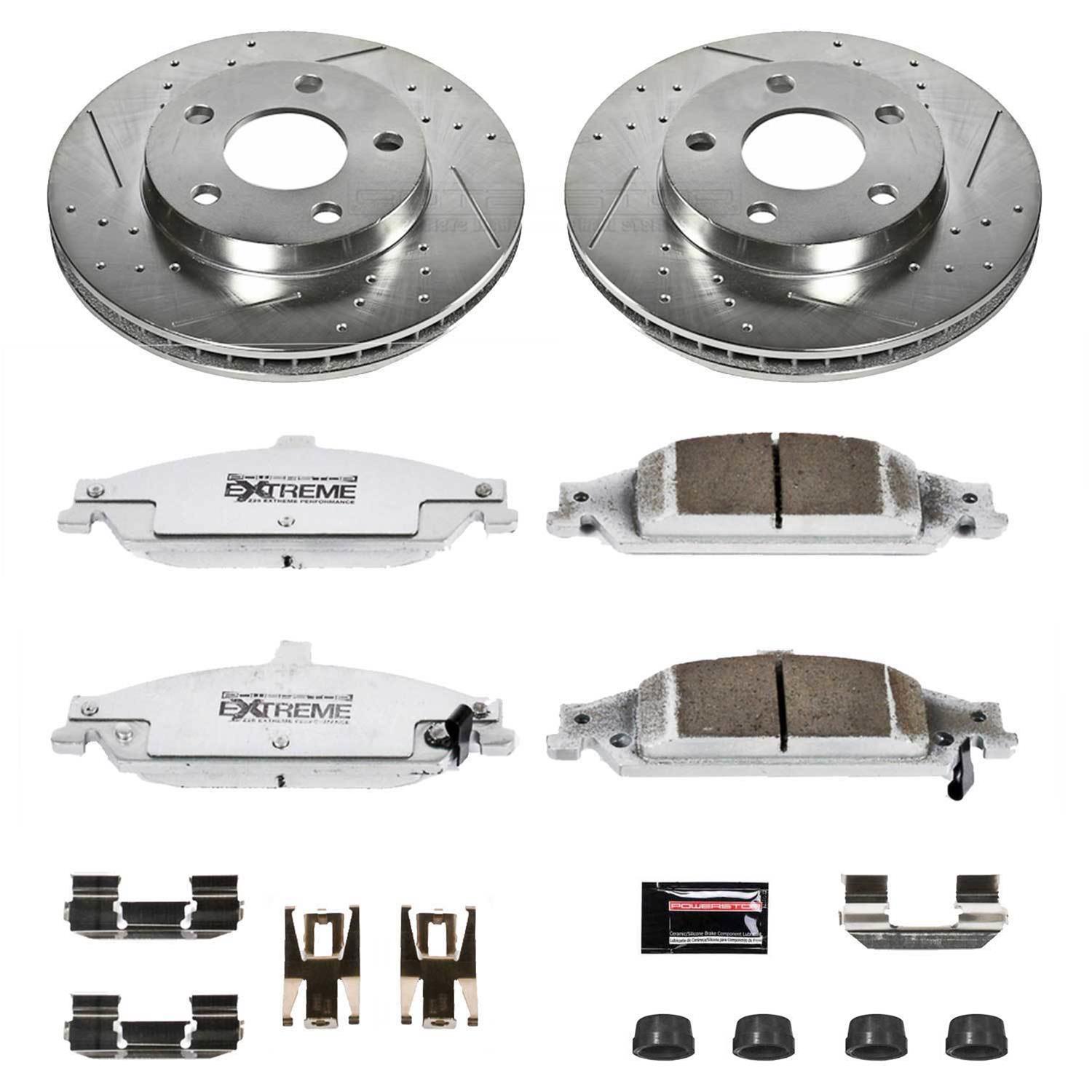 PowerStop Z26 Street Warrior Brake Upgrade Kits for 1999-2004 ALERO, 1999-2005 GRAND AM - K1552-26 Rotors/Pads, Drilled/Slotted, Iron, Zinc Dichromate Plated, Front/Rear, Oldsmobile, Pontiac, Kit thumbnail 4