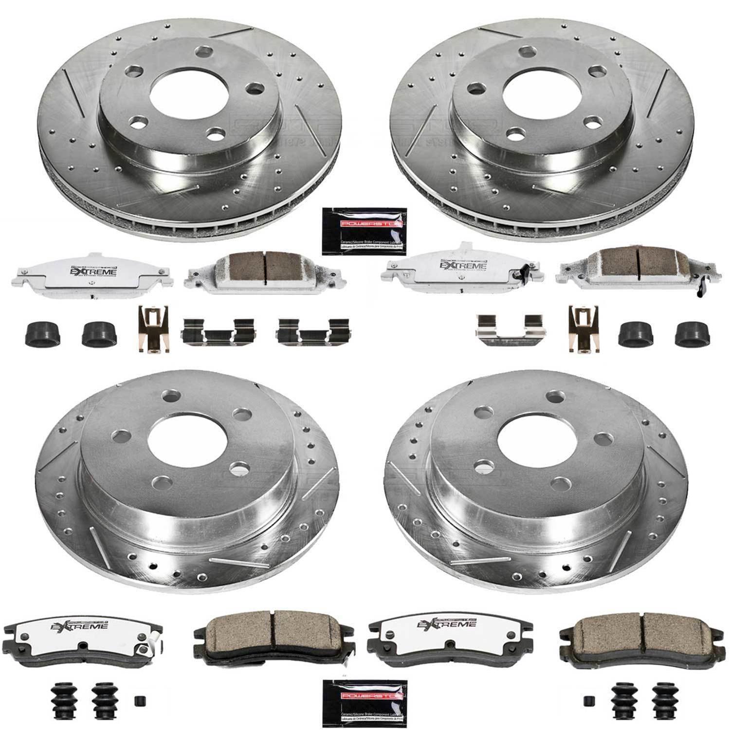 PowerStop Z26 Street Warrior Brake Upgrade Kits for 1999-2004 ALERO, 1999-2005 GRAND AM - K1552-26 Rotors/Pads, Drilled/Slotted, Iron, Zinc Dichromate Plated, Front/Rear, Oldsmobile, Pontiac, Kit thumbnail 3
