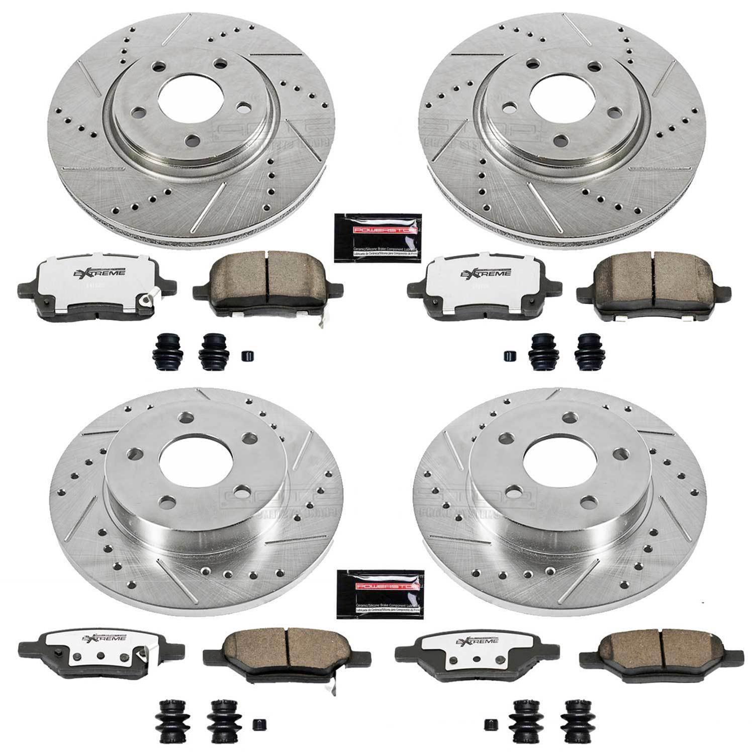 PowerStop Z26 Street Warrior Brake Upgrade Kits K1612-26 Rotors/Pads, Drilled/Slotted, Iron, Zinc Dichromate Plated, Front/Rear, Chevy, Pontiac, Saturn, Kit thumbnail 2