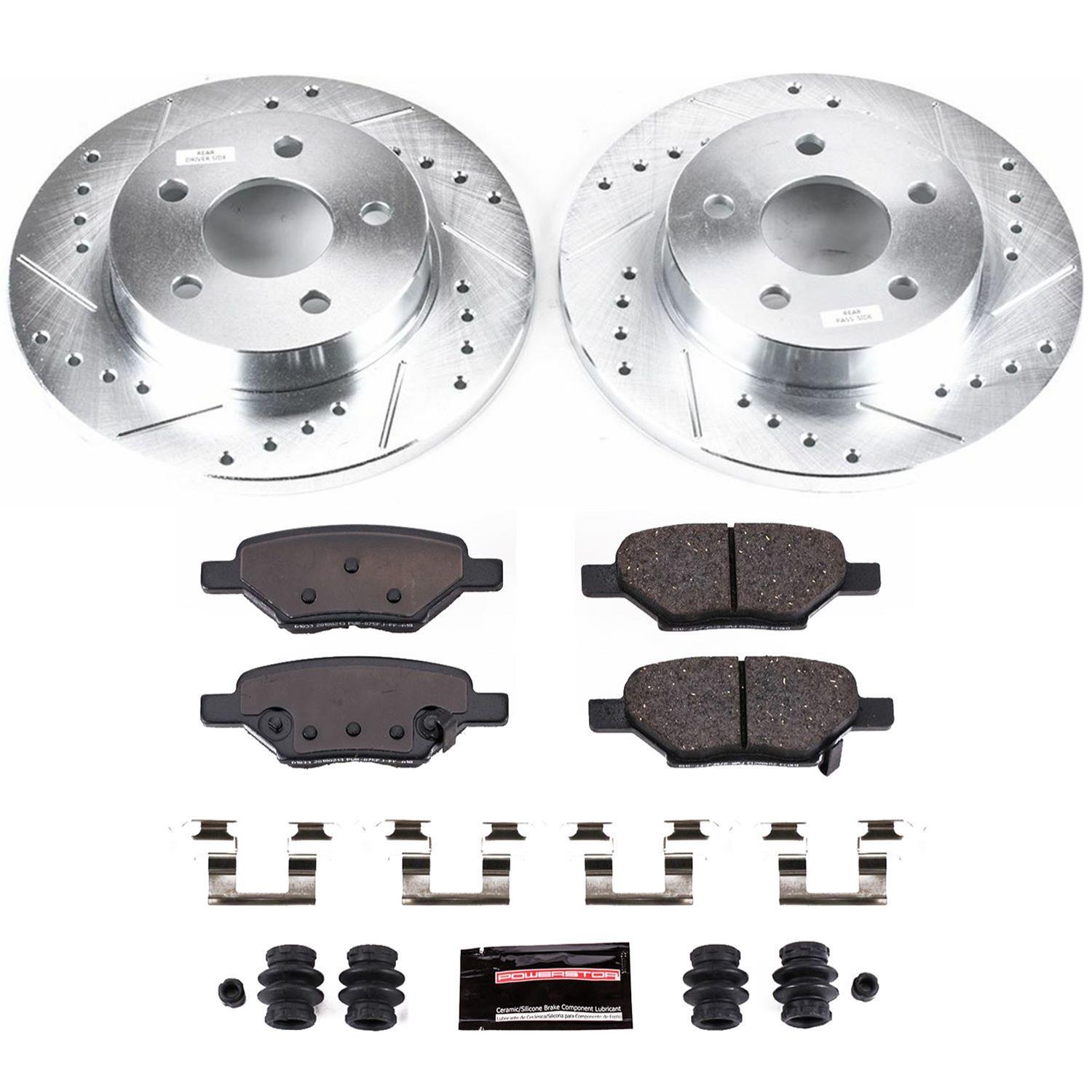 PowerStop Z23 Evolution Sport Brake Upgrade Kits with Calipers for 2007-2008 AURA, 2005-2008 G6, 2004-2008 MALIBU - KC1612A Pads, Z23, Red Calipers, Drilled/Slotted Rotors, Front/Rear, Chevy, Kit thumbnail 4