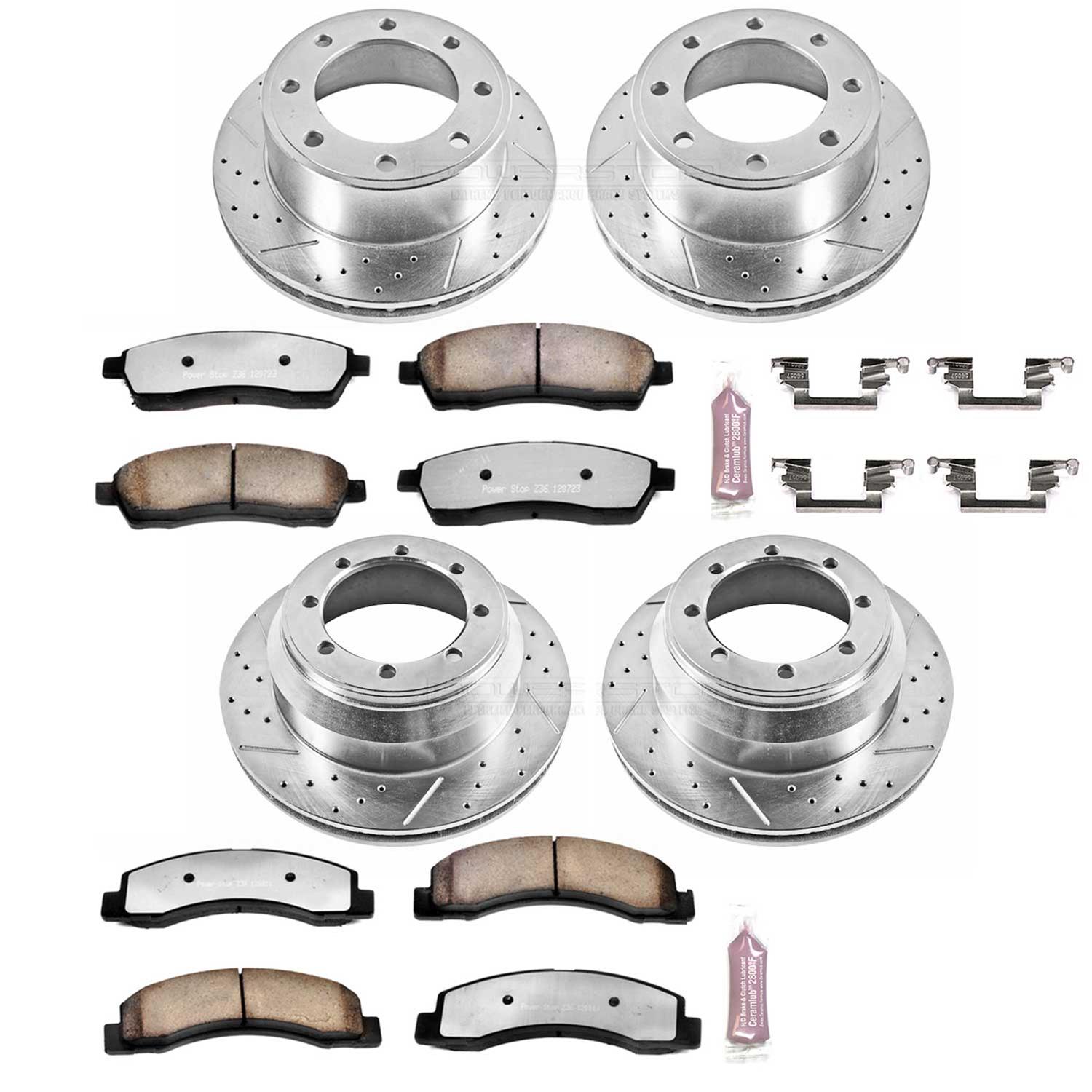 FRONT KIT Black Hart *DRILLED /& SLOTTED* Disc Brake Rotors Ceramic Pads F1887