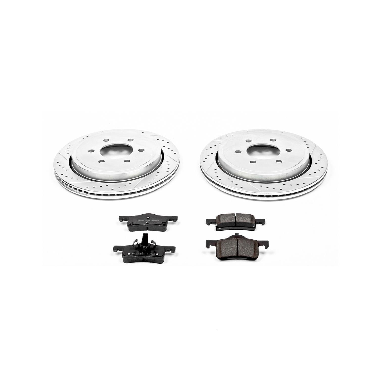PowerStop Z23 Evolution Sport Brake Upgrade Kits with Calipers for 2002-2006 EXPEDITION, 2003-2006 NAVIGATOR - KC1934 Disc Kits, Calipers, Front and Rear, Cross-drilled/Slotted Rotors, Red Calipers, Ford, Lincoln, Kit thumbnail 7