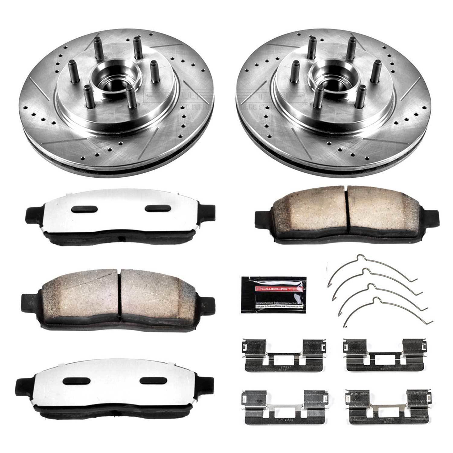 PowerStop Z36 Truck and Tow Brake Upgrade Kits for 2004-2008 F-150, 2006-2008 MARK LT - K1939-36 Rotors/Pads, Drilled/Slotted, Iron, Natural Finish, Front, Ford, Lincoln, Kit thumbnail 3