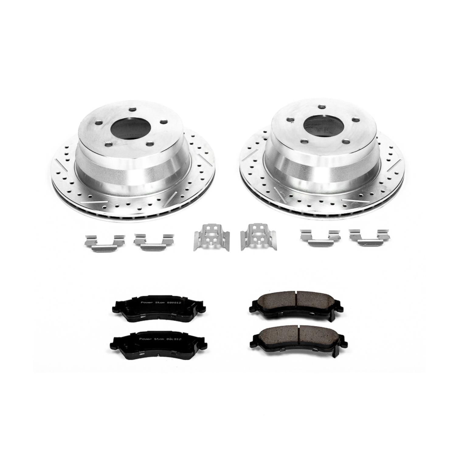 PowerStop Z23 Evolution Sport Brake Upgrade Kits K2005 Rotors/Pads, Cross-Drilled/Slotted, Iron, Zinc Dichromate Plated, Front/Rear, Chevy, GMC, Kit thumbnail 3