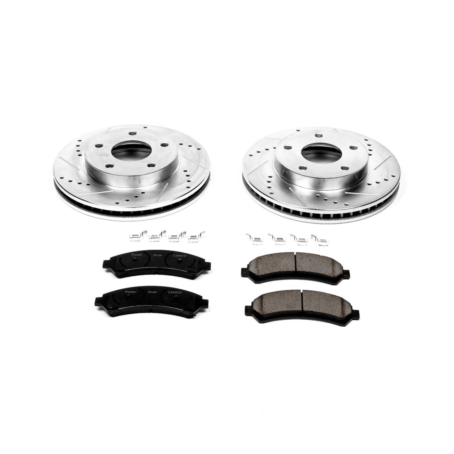 PowerStop Z23 Evolution Sport Brake Upgrade Kits K2005 Rotors/Pads, Cross-Drilled/Slotted, Iron, Zinc Dichromate Plated, Front/Rear, Chevy, GMC, Kit thumbnail 4