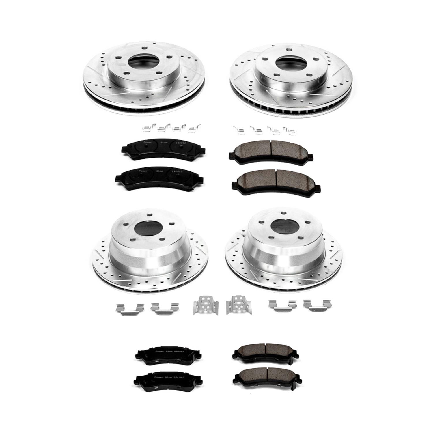 PowerStop Z23 Evolution Sport Brake Upgrade Kits K2005 Rotors/Pads, Cross-Drilled/Slotted, Iron, Zinc Dichromate Plated, Front/Rear, Chevy, GMC, Kit thumbnail 2