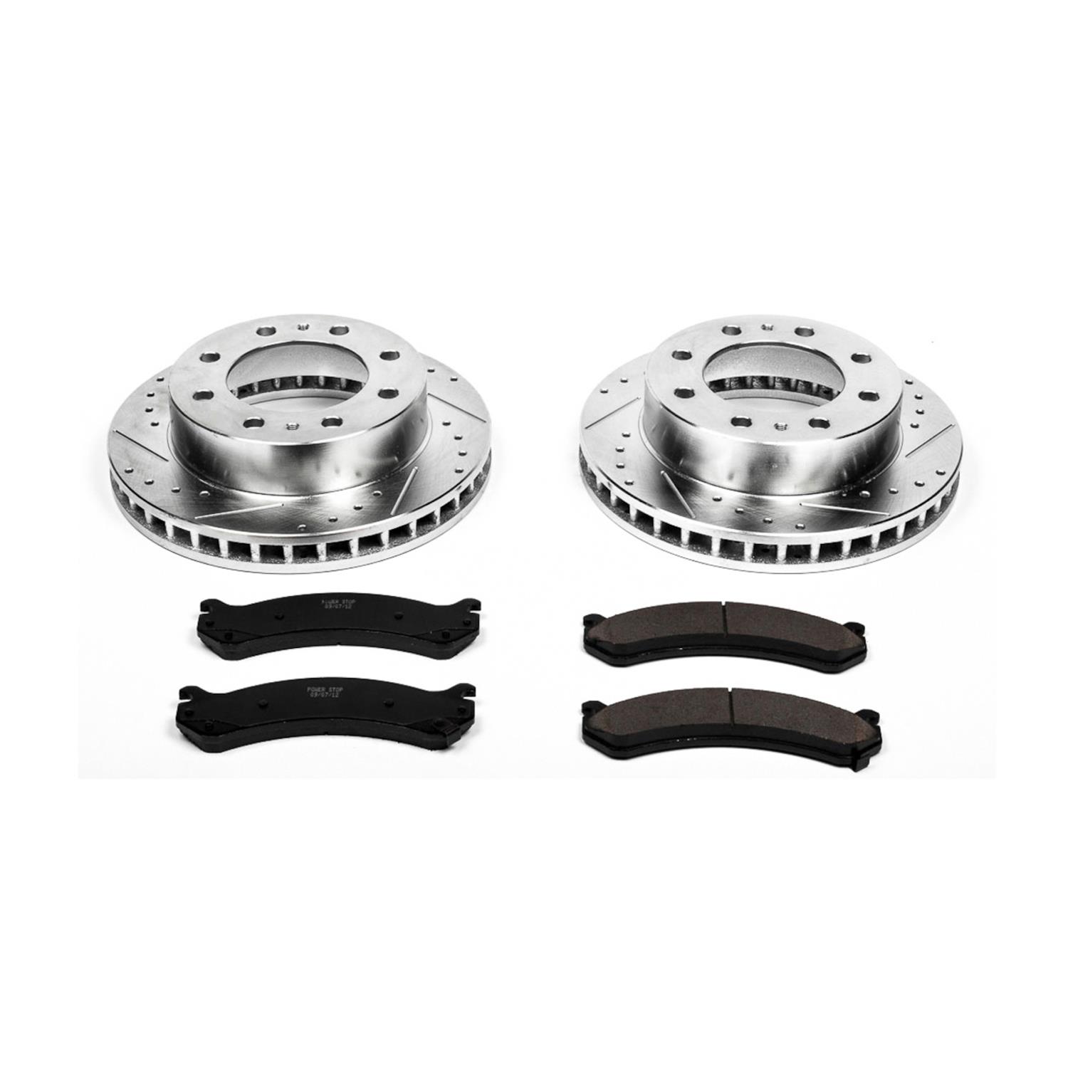 PowerStop Z23 Evolution Sport Brake Upgrade Kits K2027 Rotors/Pads, Drilled/Slotted, Iron, Zinc Plated, Ceramic Pads, Front/Rear, Chevy, GMC, Kit thumbnail 3