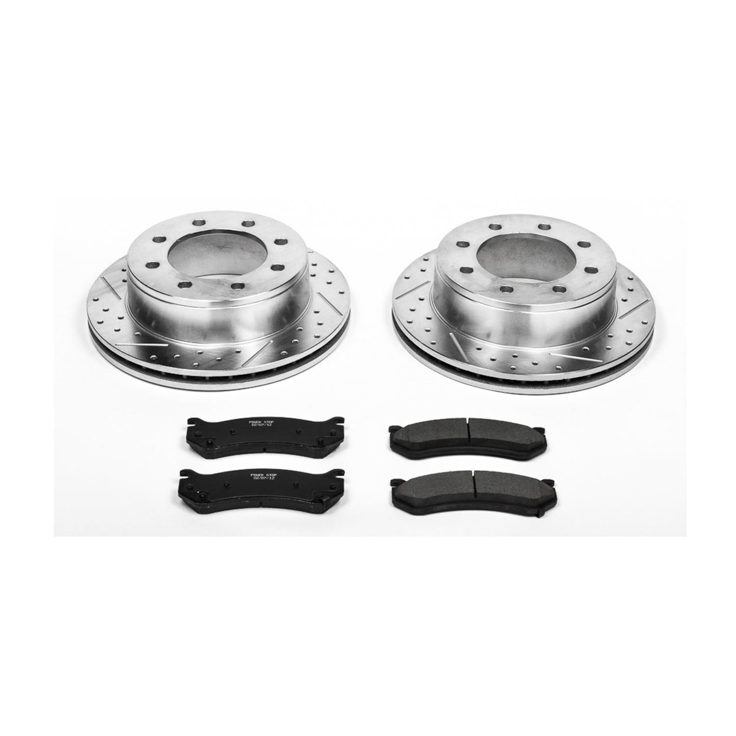 PowerStop Z23 Evolution Sport Brake Upgrade Kits K2027 Rotors/Pads, Drilled/Slotted, Iron, Zinc Plated, Ceramic Pads, Front/Rear, Chevy, GMC, Kit thumbnail 4