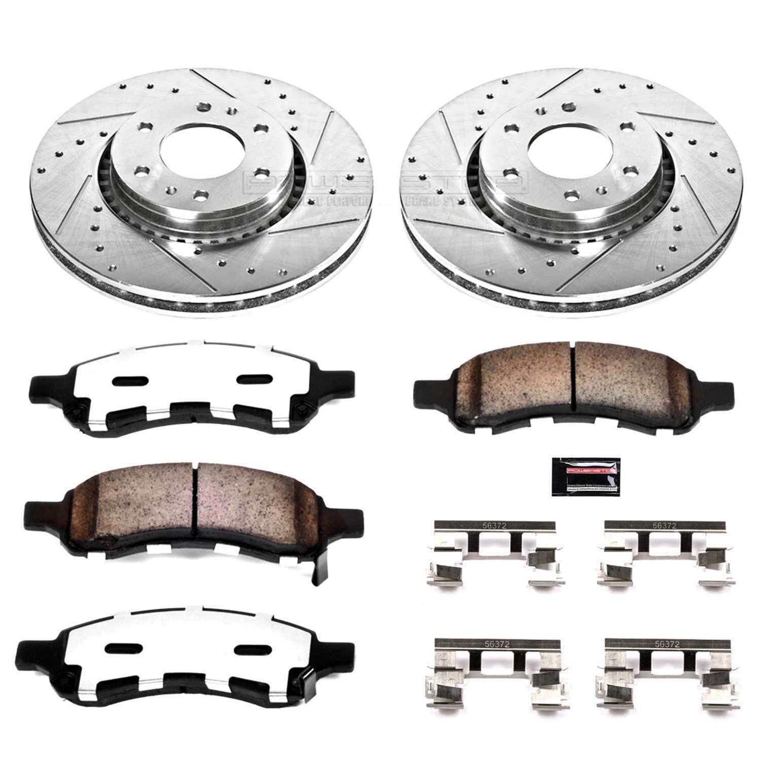 PowerStop Z36 Truck and Tow Brake Upgrade Kits K2060-36 Rotors/Pads, Tow, Drilled/Slotted, Iron, Zinc Plated, Front/Rear, Buick, Chevy, GMC, Saab, Kit thumbnail 4
