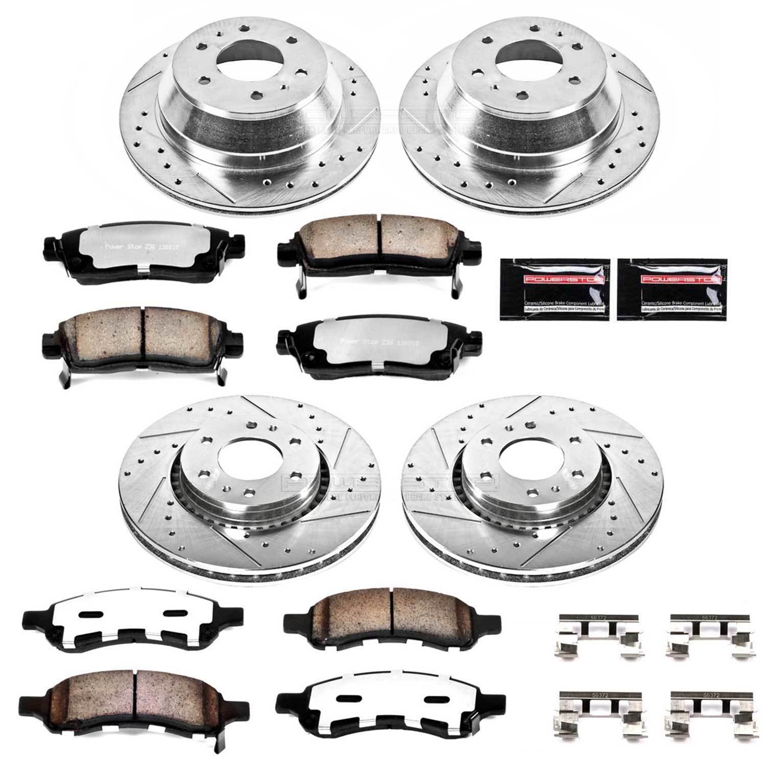 PowerStop Z36 Truck and Tow Brake Upgrade Kits K2060-36 Rotors/Pads, Tow, Drilled/Slotted, Iron, Zinc Plated, Front/Rear, Buick, Chevy, GMC, Saab, Kit thumbnail 3