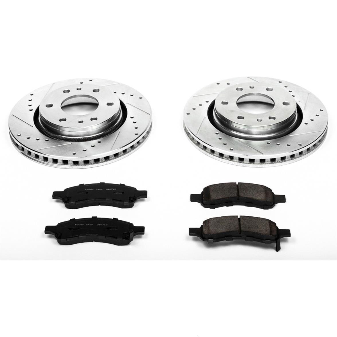 FRONT PREMIUM DRILLED /& SLOTTED PERFORMANCE BRAKE ROTORS /& CERAMIC PADS KIT EK