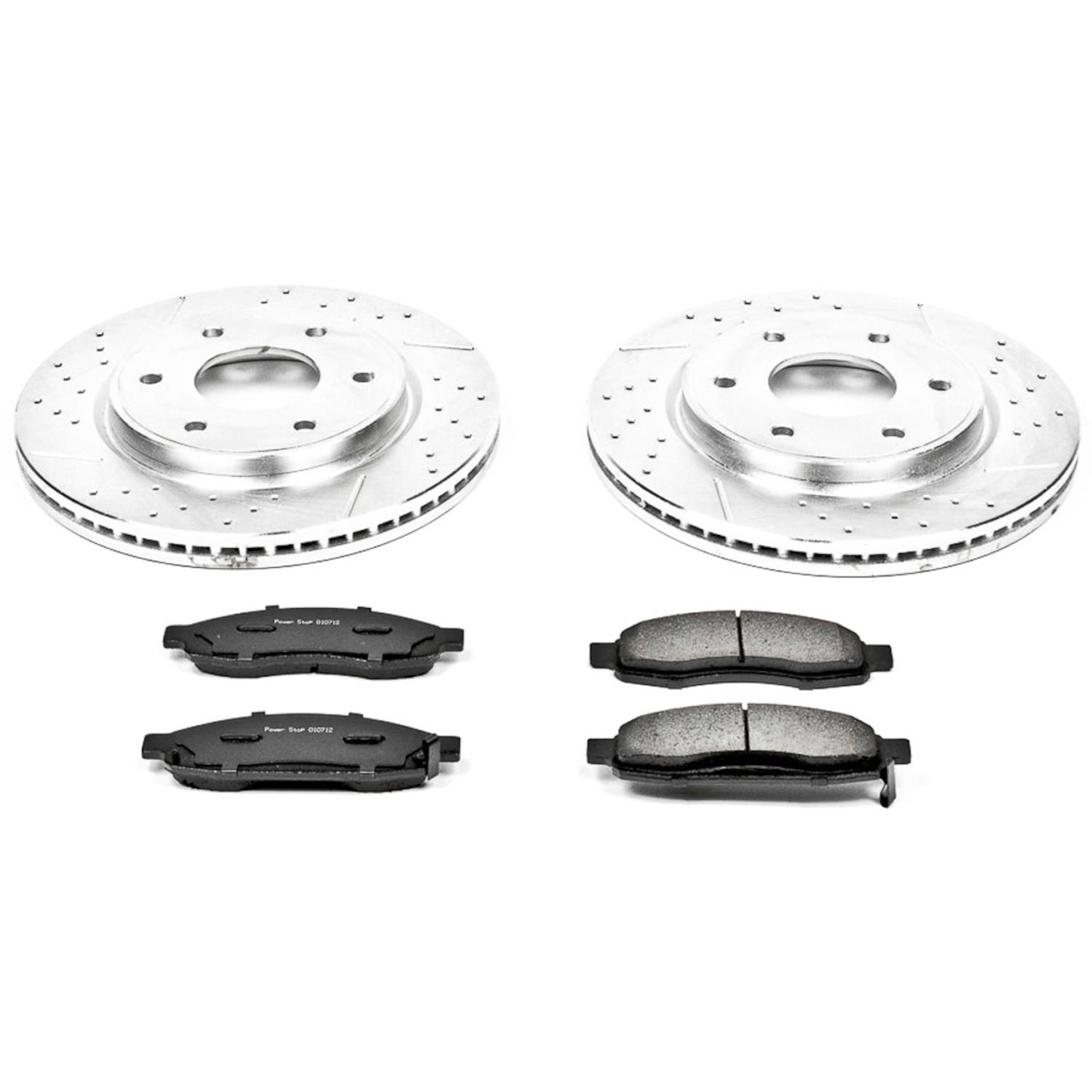 PowerStop Z23 Evolution Sport Brake Upgrade Kits with Calipers for 2005-2007 TITAN, QX56, 2005-2006 ARMADA - KC212 Rotors, Pads, Red Calipers, Drilled/Slotted Rotors, Pads, Front/Rear, Nissan, Kit thumbnail 5