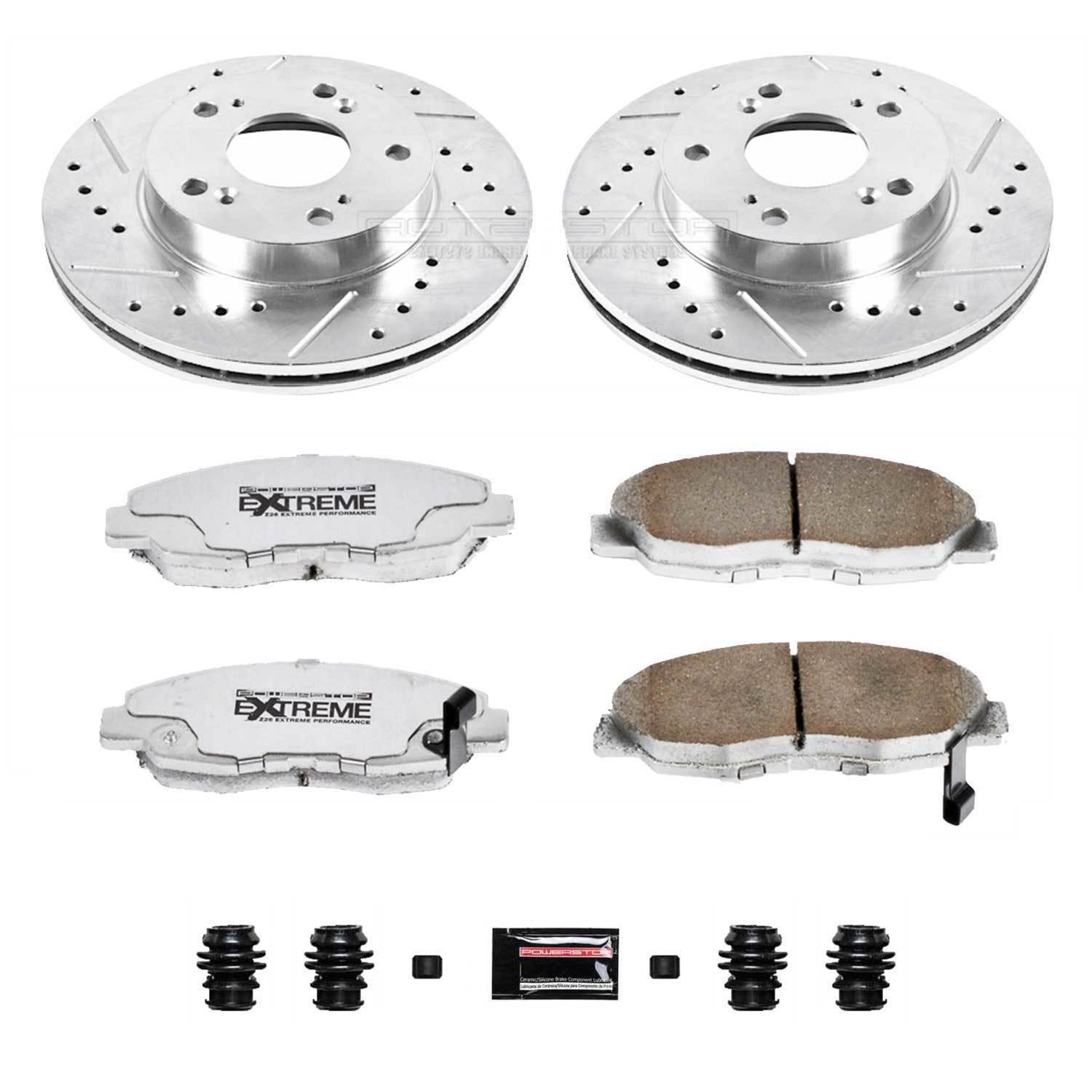 Power Stop 06-11 Honda Civic Front & Rear Z26 Street Warrior Brake Kit (1x psbK1243-26, 1x psbK2384-26) thumbnail 9